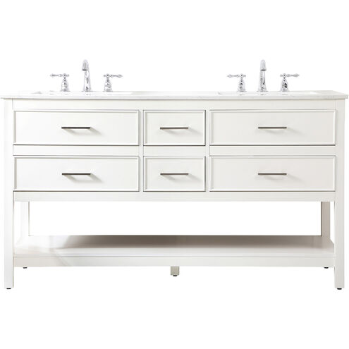 Sinclaire 60 X 22 X 34 inch White Vanity Sink Set