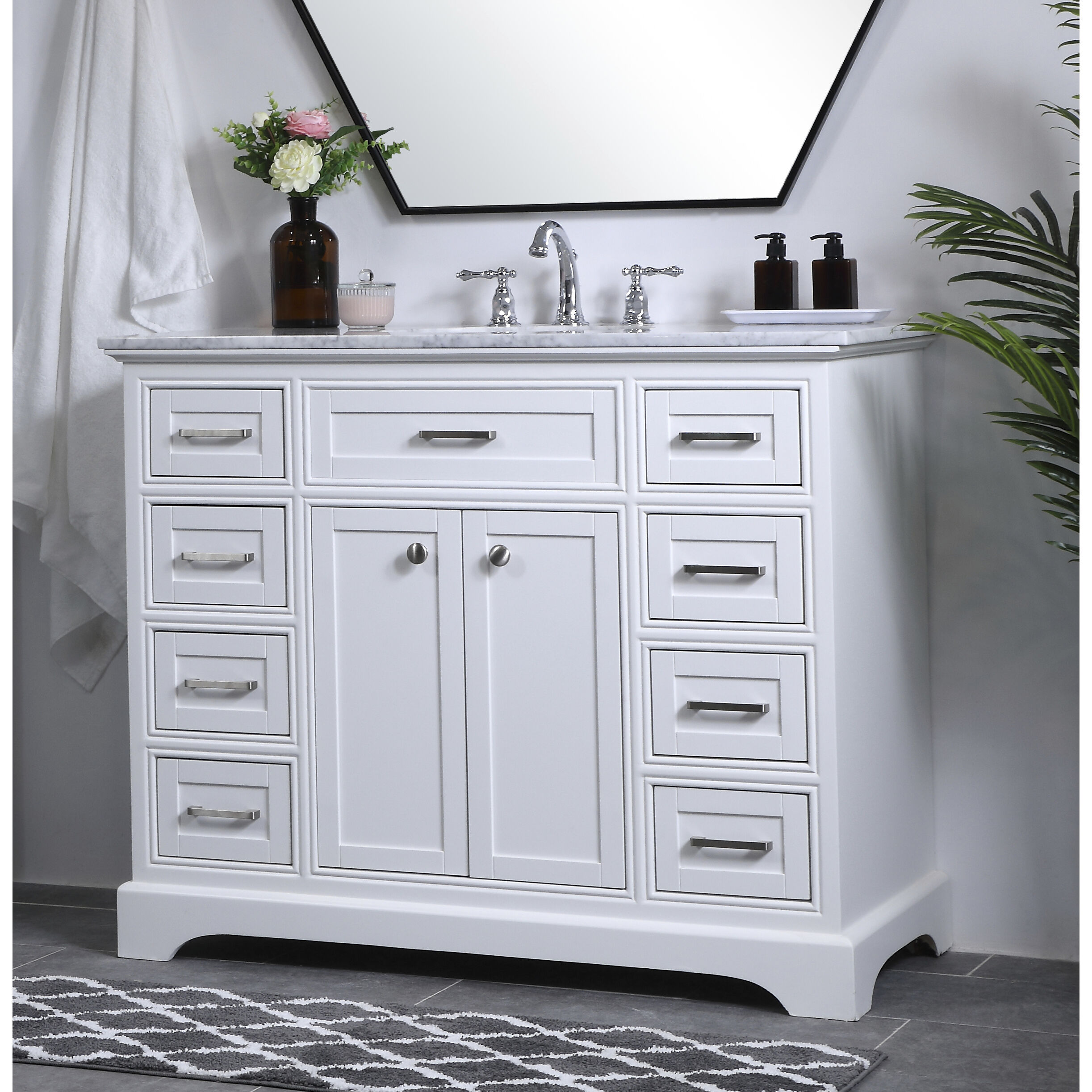 Americana 84 X 21.5 X 70 inch White Vanity Sink Set