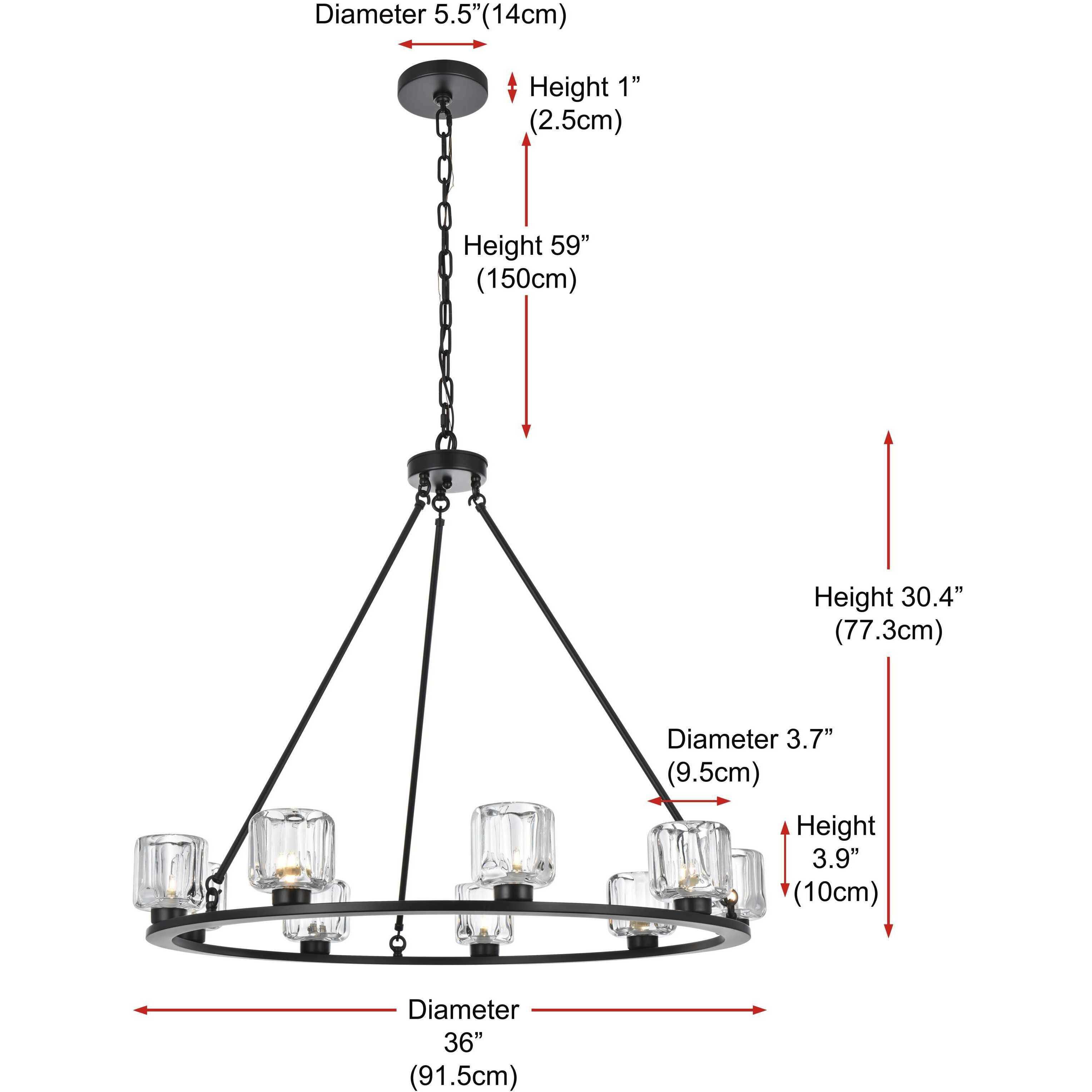 Cadence 9 Light 36 inch Black Chandelier Ceiling Light