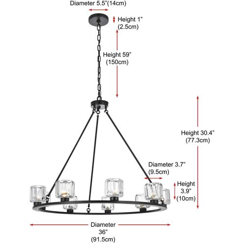 Cadence 9 Light 36 inch Black Chandelier Ceiling Light