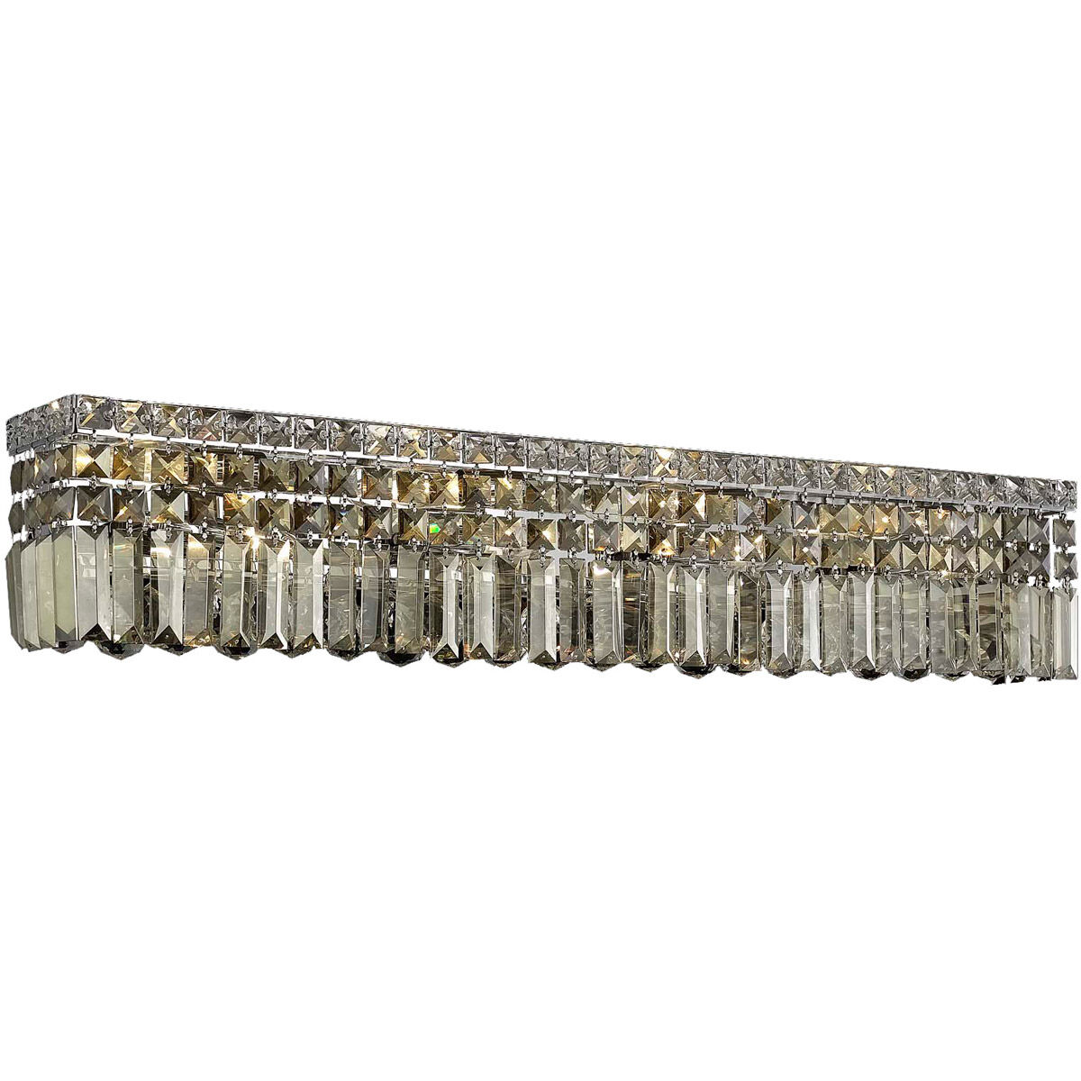 Maxime 8 Light 36 inch Chrome Vanity Light Wall Light in Golden Teak, Royal Cut