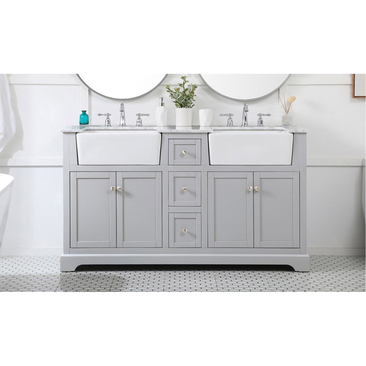 Franklin 60 X 22 X 35 inch Grey Bathroom Vanity Cabinet