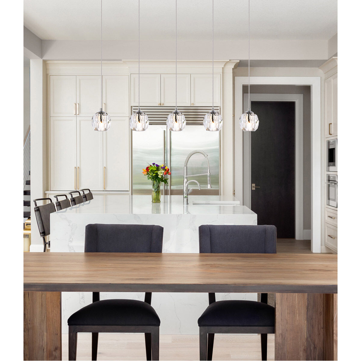 Eren 5 Light 32 inch Chrome Linear Pendant Ceiling Light