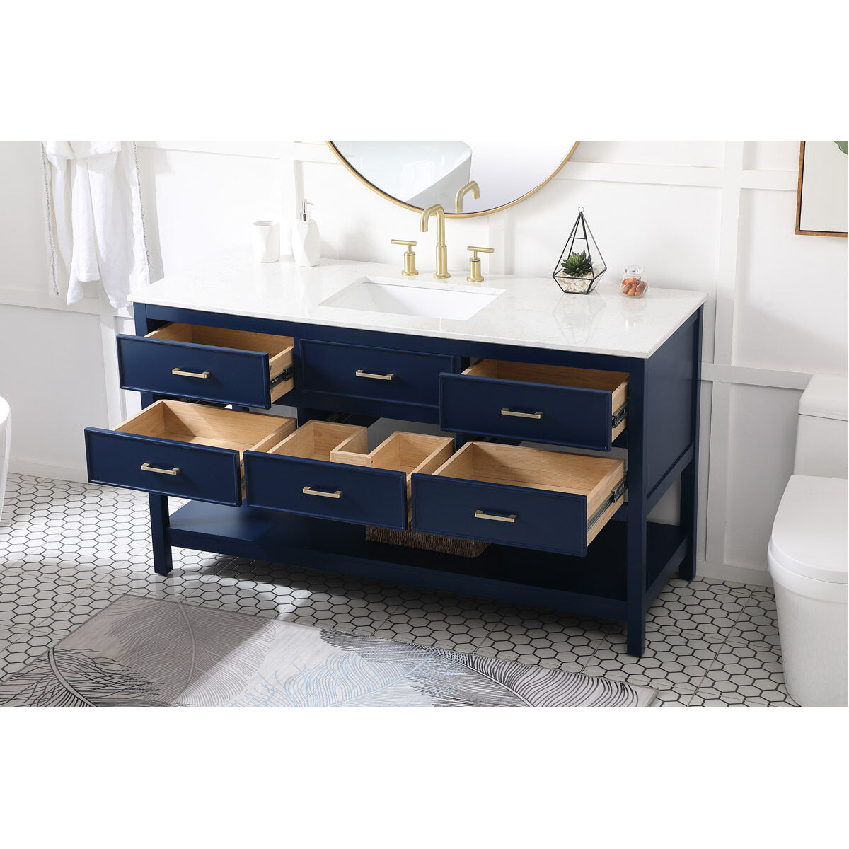Sinclaire 60 X 22 X 34 inch Blue Vanity Sink Set