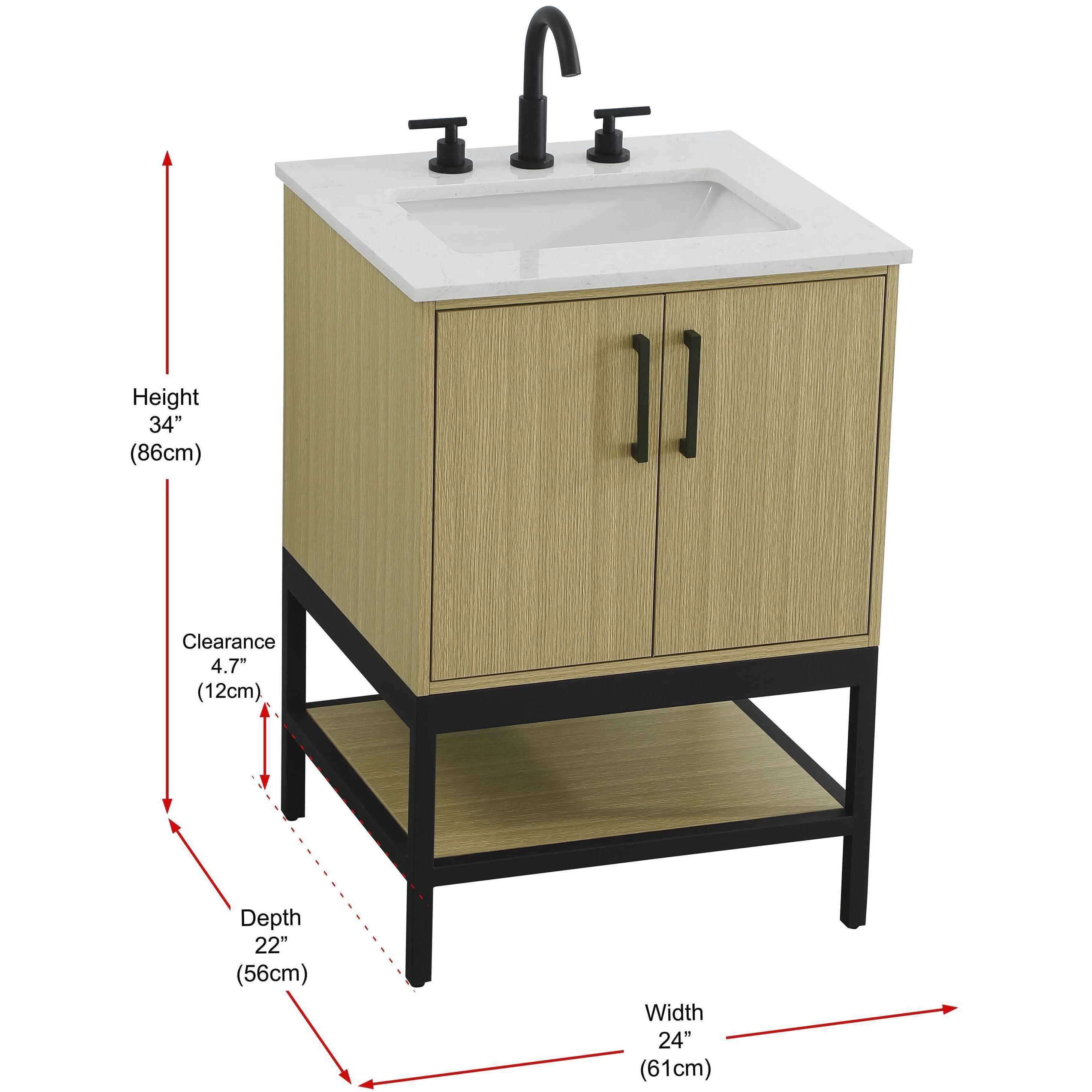 Lennox 24 X 34 inch Honey Brown Bathroom Vanity Cabinet