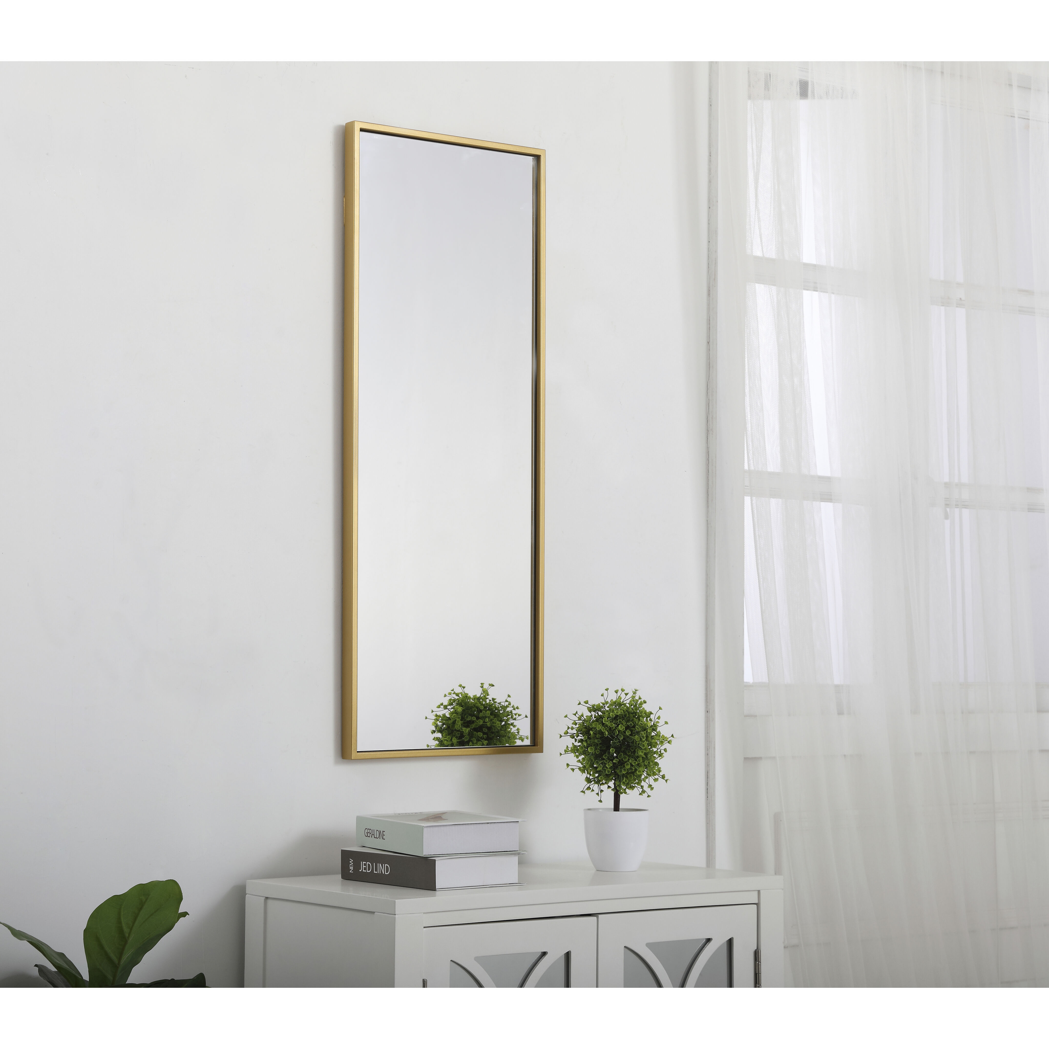Monet 36 X 14 inch Brass Wall Mirror