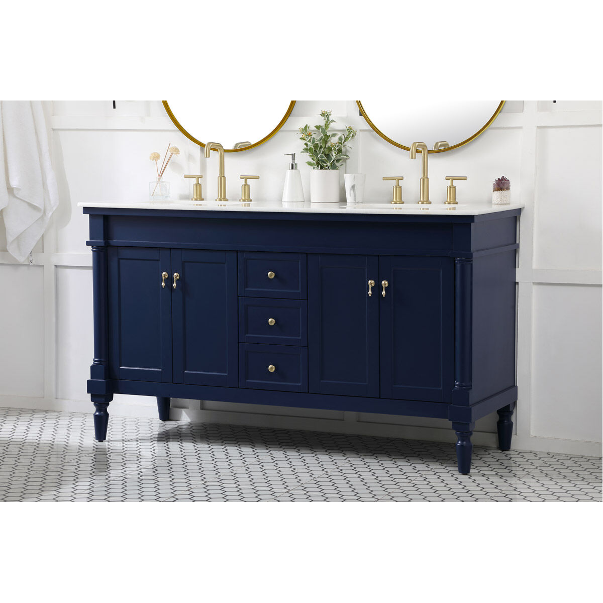 Lexington 60 X 21.5 X 35 inch Blue Vanity Sink Set