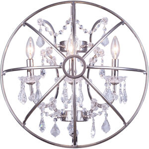 Geneva 3 Light 21 inch Polished Nickel Wall Sconce Wall Light in Clear, Urban Classic
