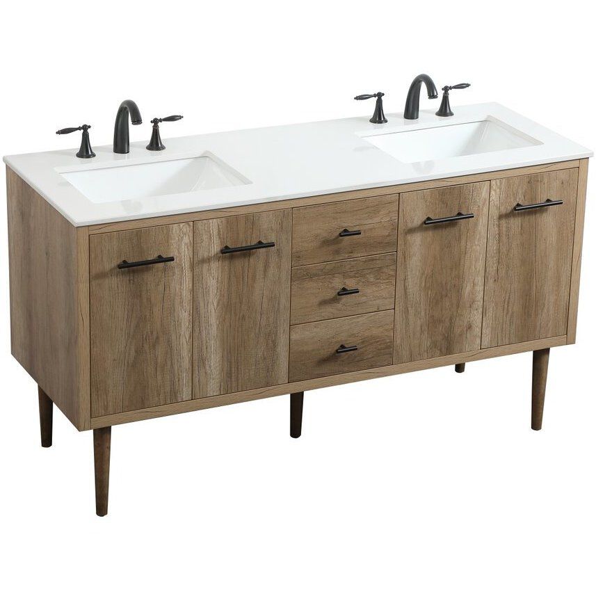 Cyrus 60 X 22 X 34 inch Natural Oak Vanity Sink Set