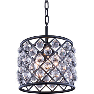 Madison 4 Light 14 inch Matte Black Pendant Ceiling Light in Clear, Faceted Royal Cut, Urban Classic