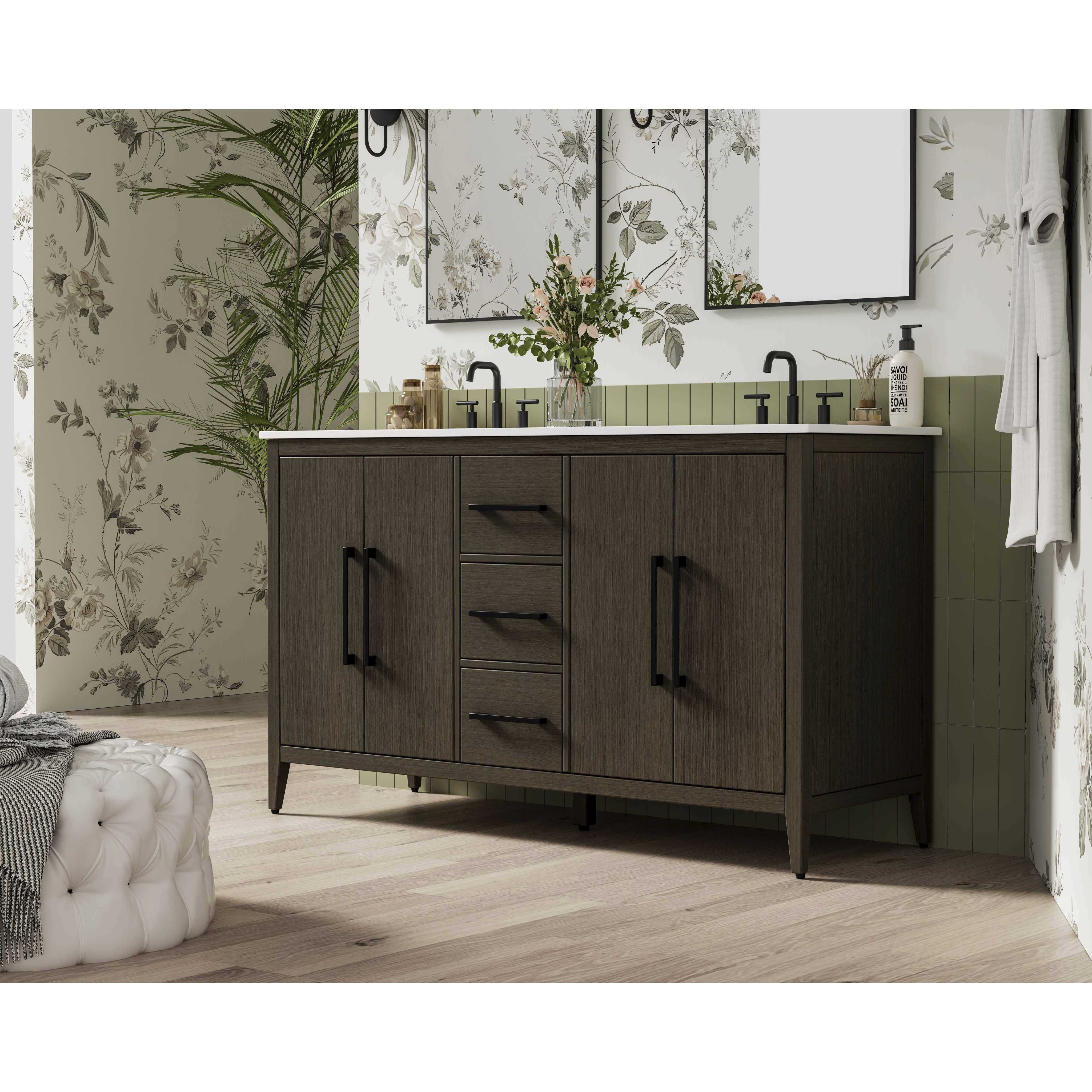 Millie 60 X 35 inch Mocha Brown Bathroom Vanity Cabinet