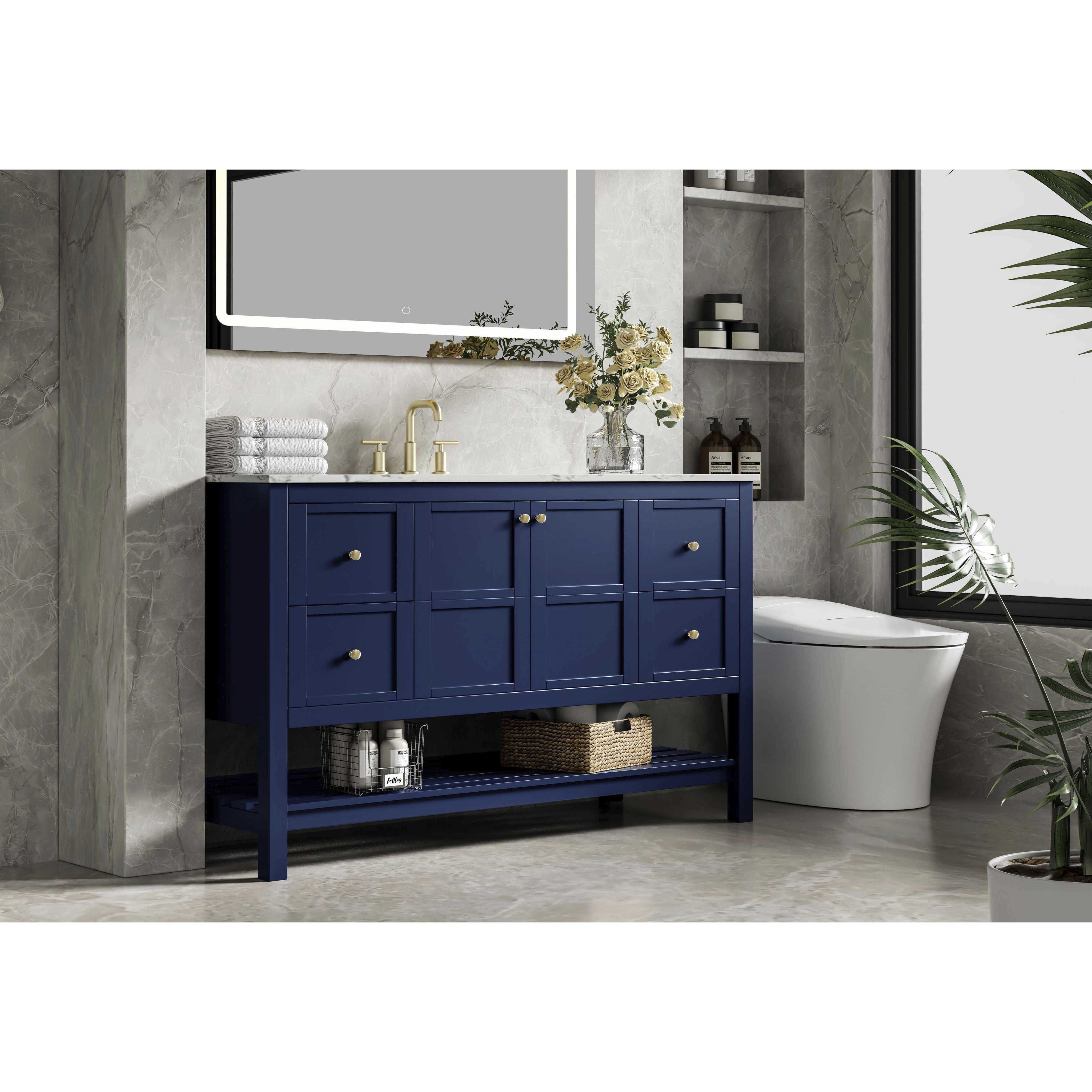 Theo 54 X 34 inch Blue Bathroom Vanity Cabinet