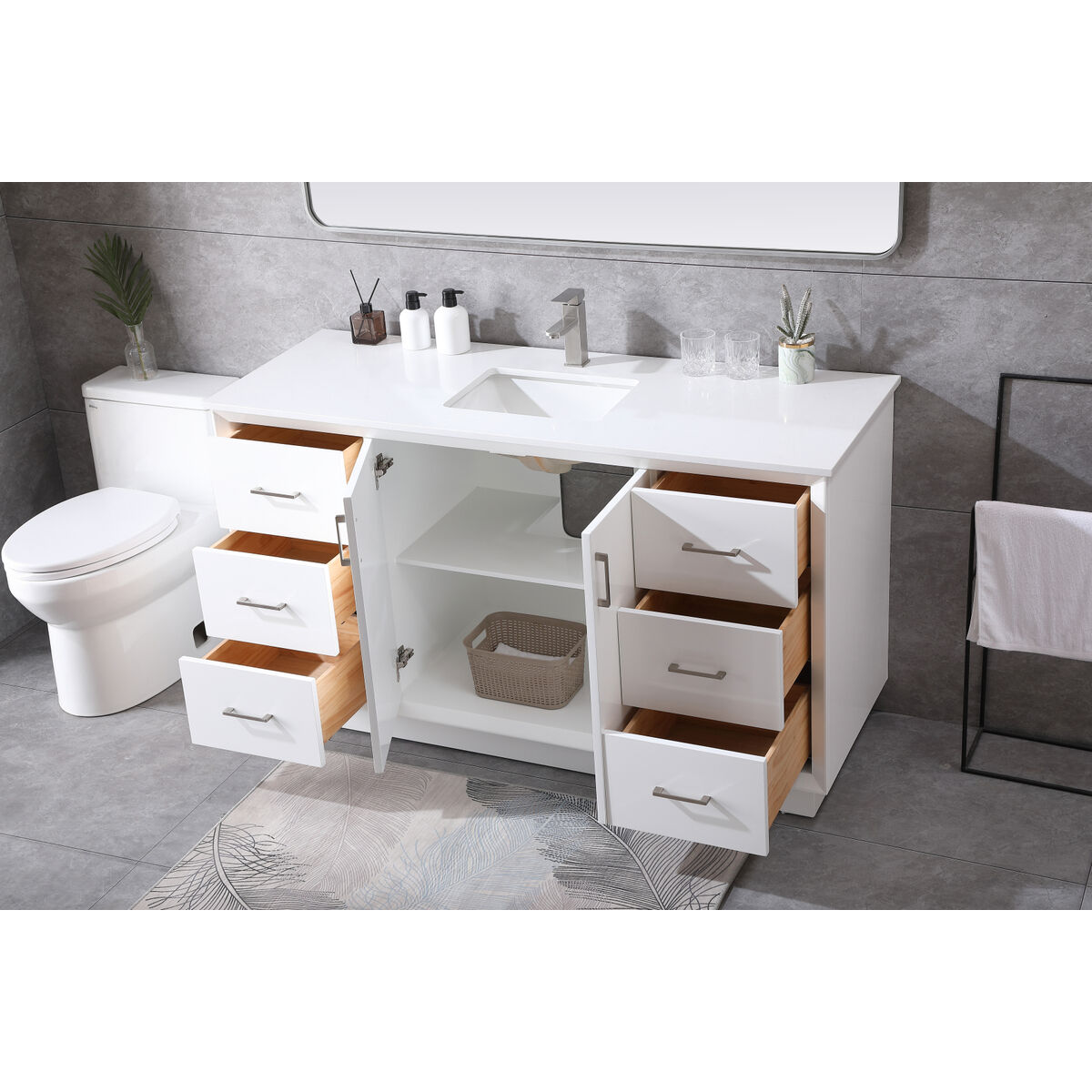 Hayes 60 X 22 X 35 inch White Vanity Sink Set