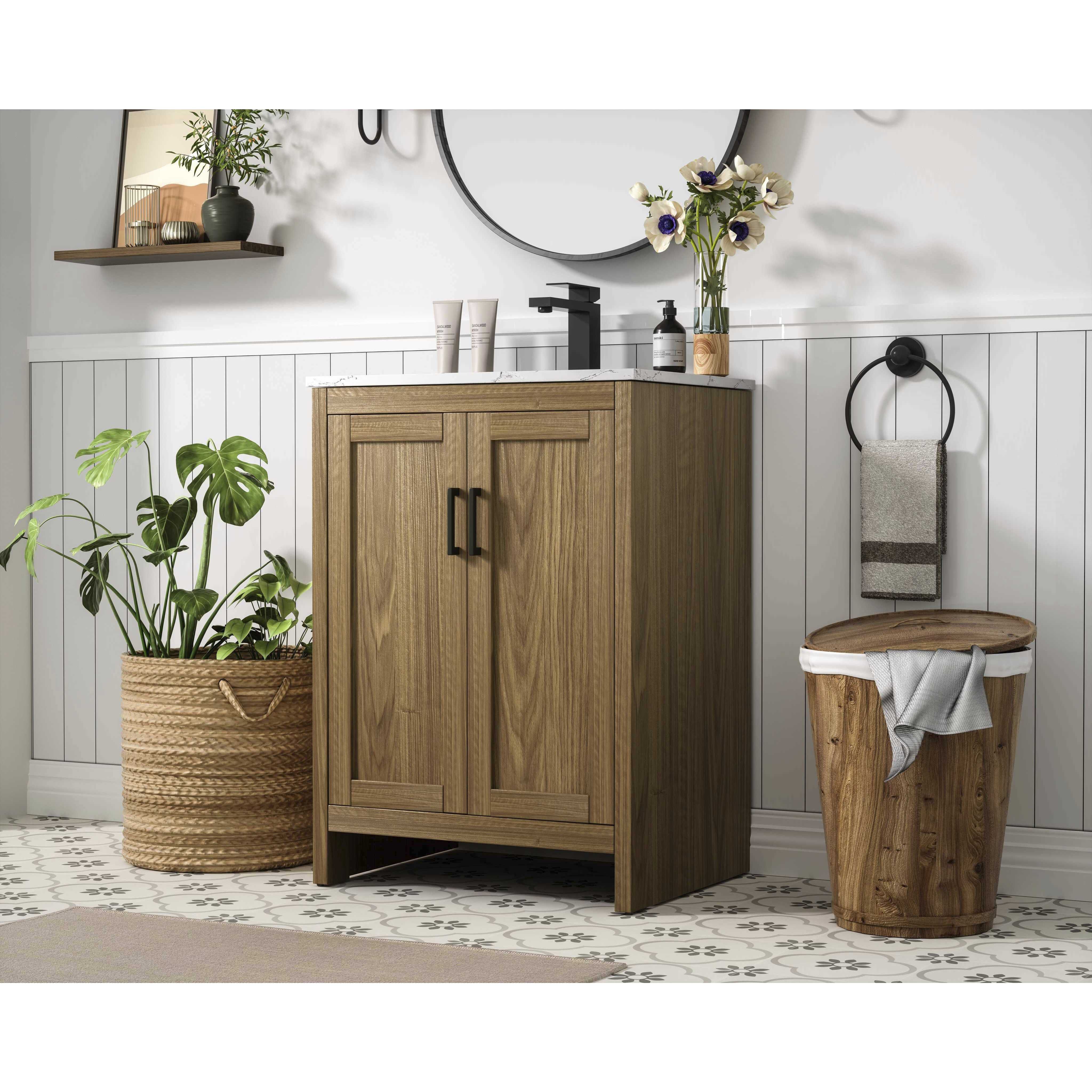 Finnley 24 X 34 inch Walnut Brown Bathroom Vanity Cabinet