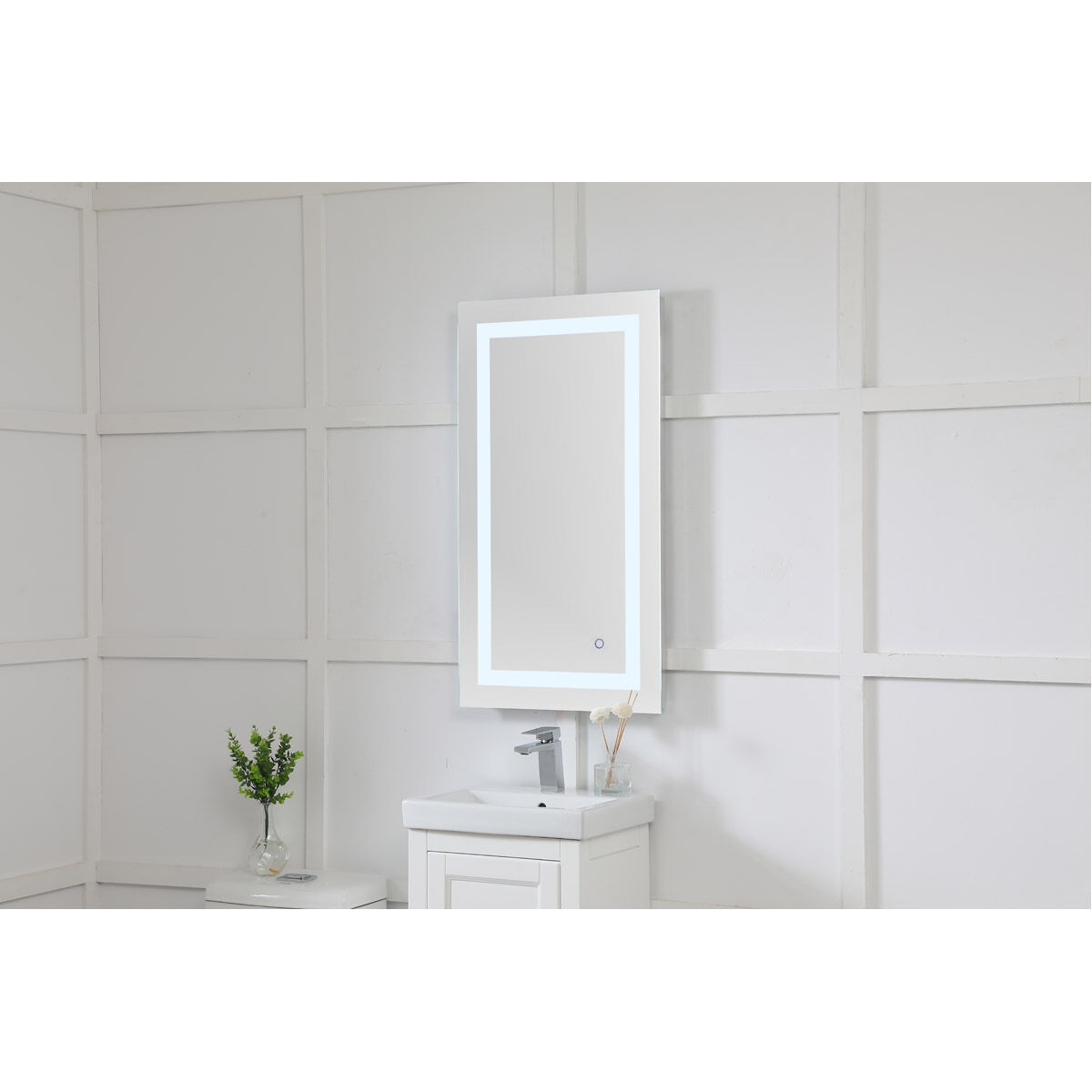 Helios 36 X 20 inch Silver Lighted Wall Mirror