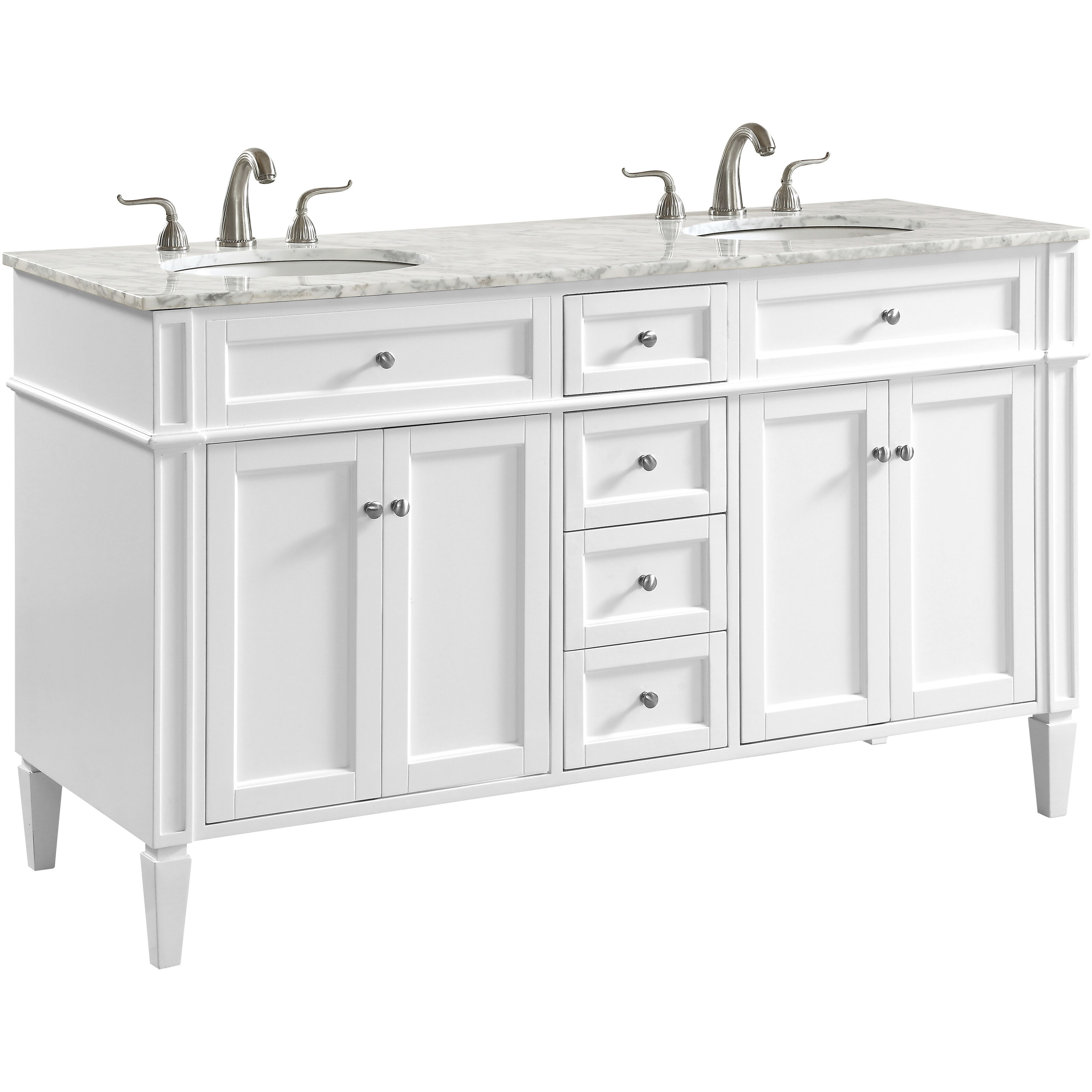 Park Avenue 60 X 35 inch White with Carrara White Marble Vanity Set