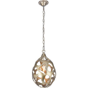 Bombay 1 Light 10 inch Gilded Silver Chandelier Ceiling Light, Urban Classic