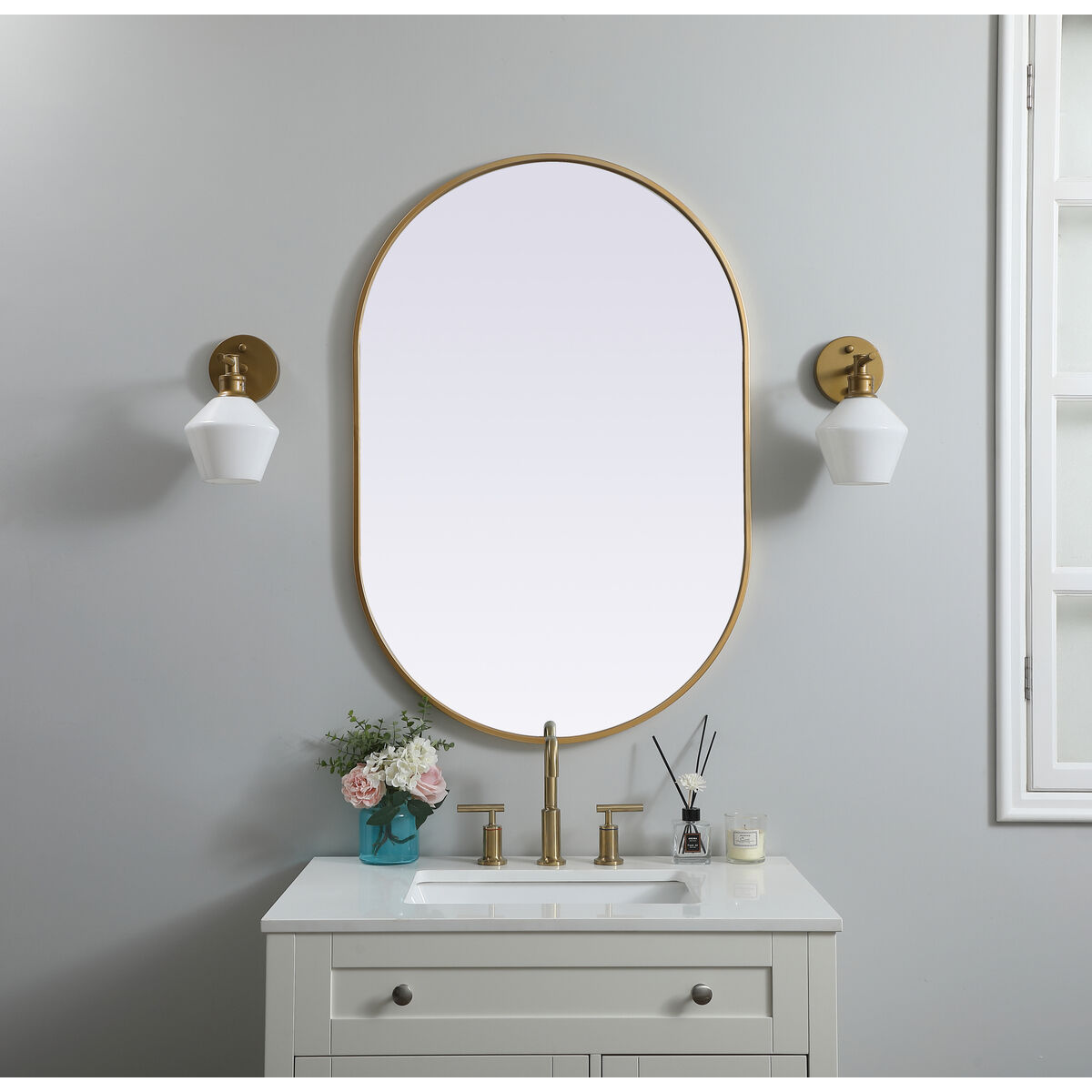 Asha 40 X 27 inch Brass Mirror in 27 x 40