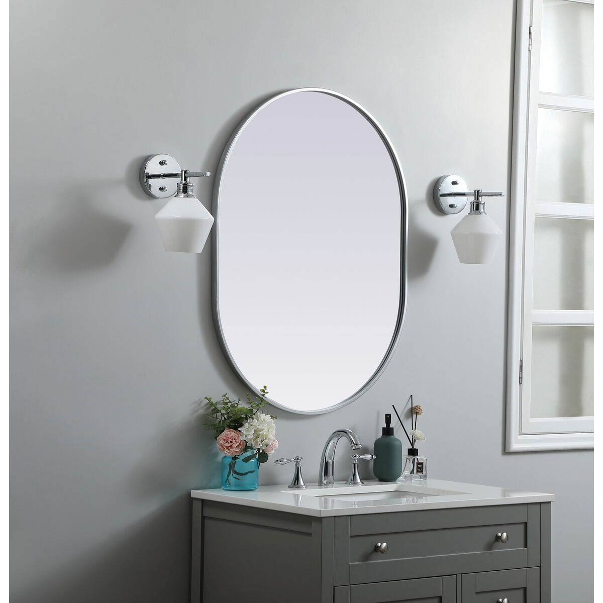 Asha 36 X 27 inch Silver Mirror in 27 x 36