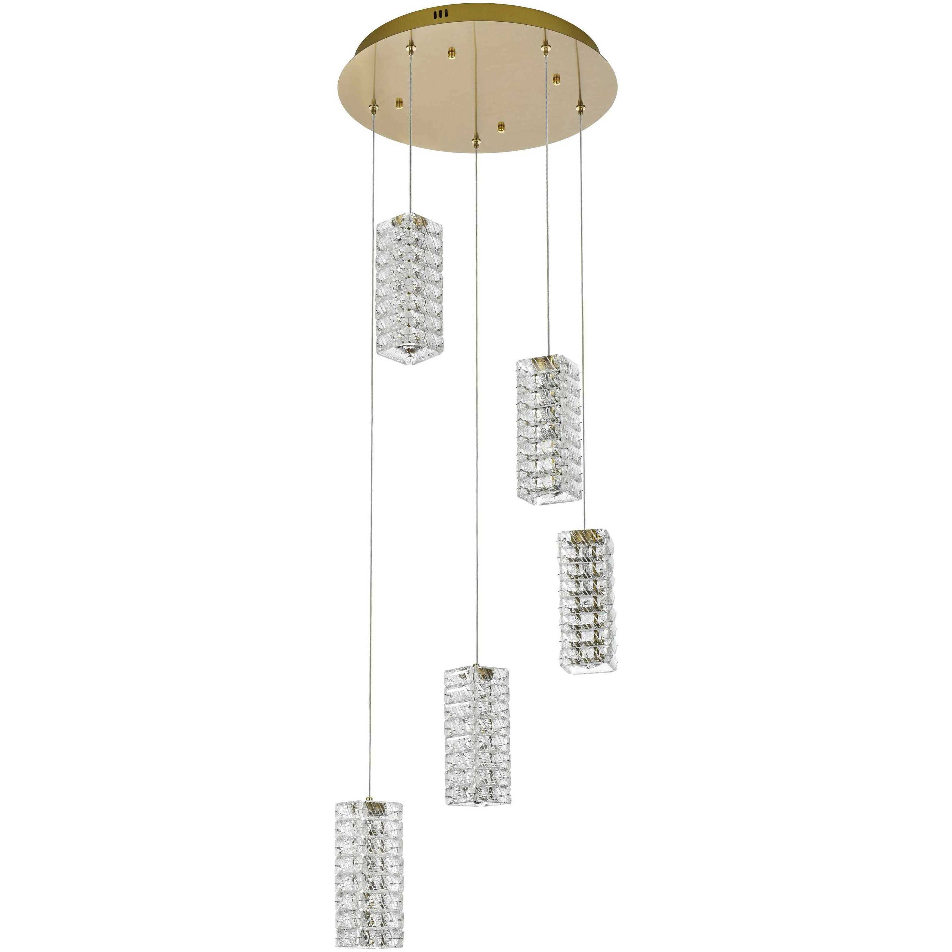 Aston 5 Light 20 inch Satin Gold Pendant Ceiling Light