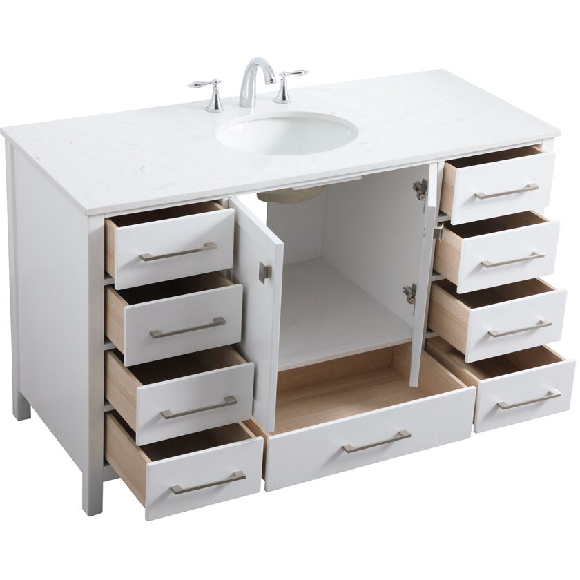 Irene 54 X 22 X 34 inch White Vanity Sink Set