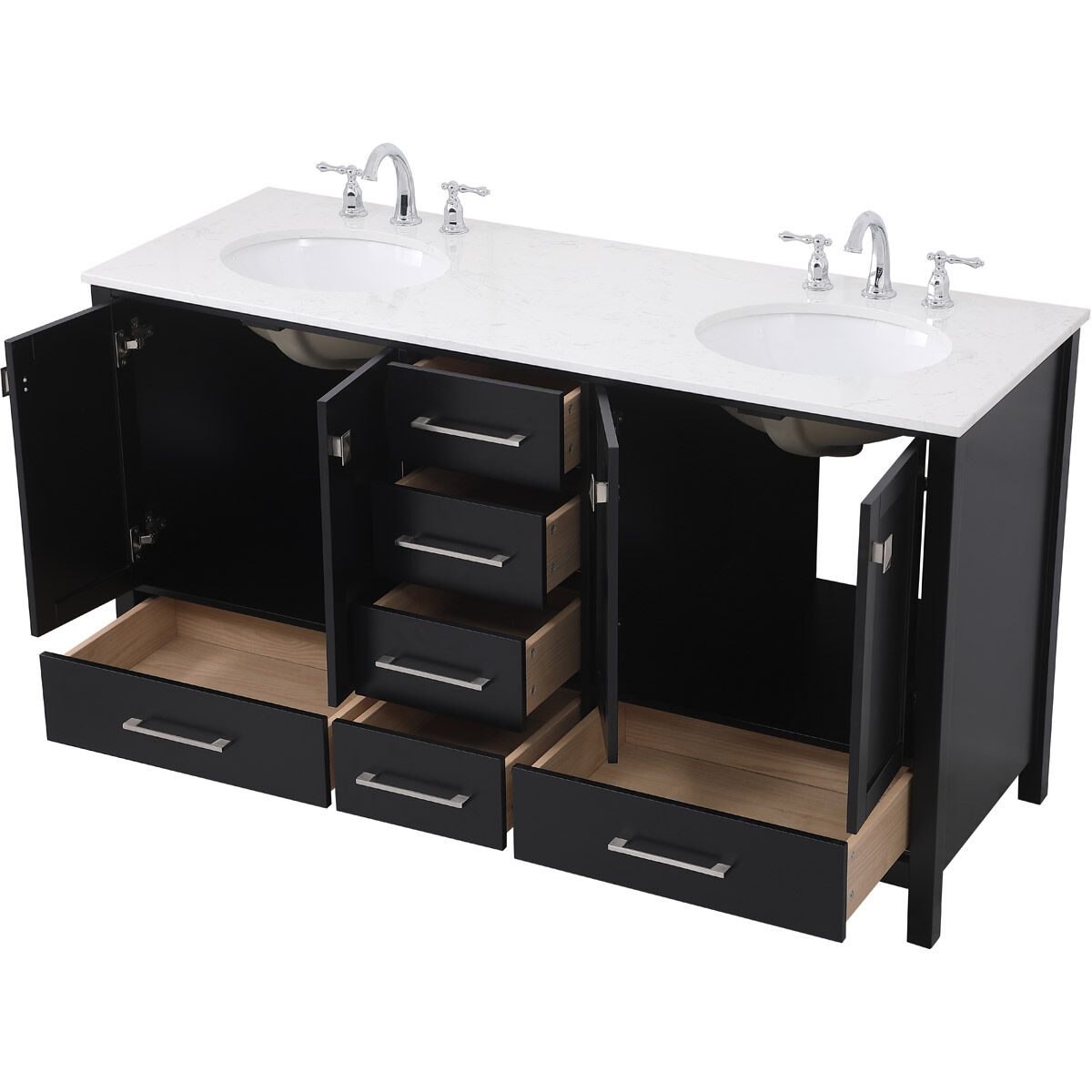 Irene 60 X 22 X 34 inch Black Vanity Sink Set
