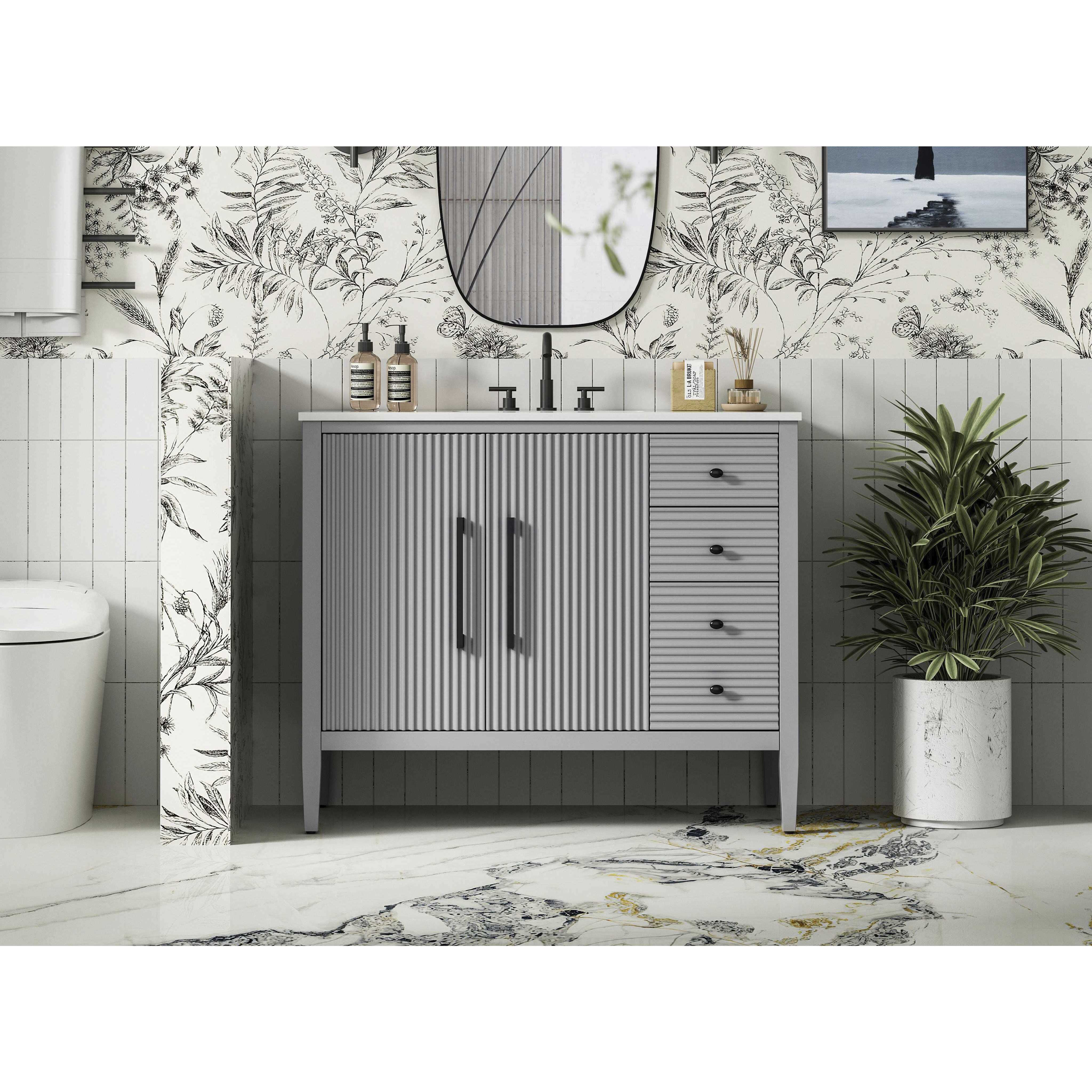Blakely 42 X 34 inch Grey Bathroom Vanity Cabinet