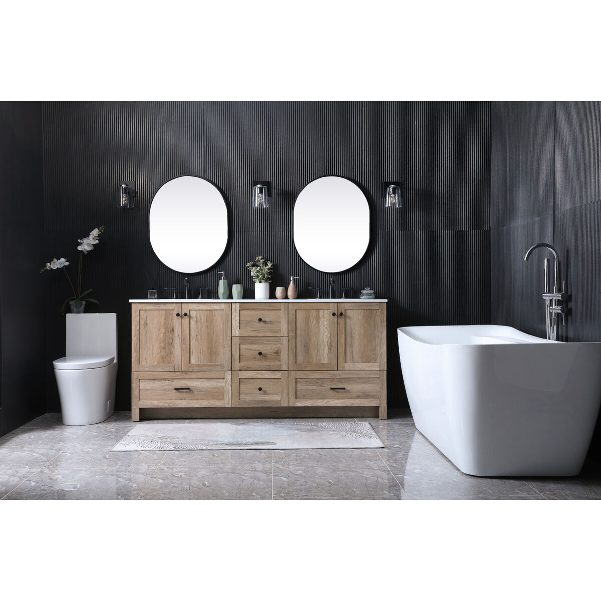 Soma 72 X 19 X 34 inch Natural Oak Vanity Sink Set