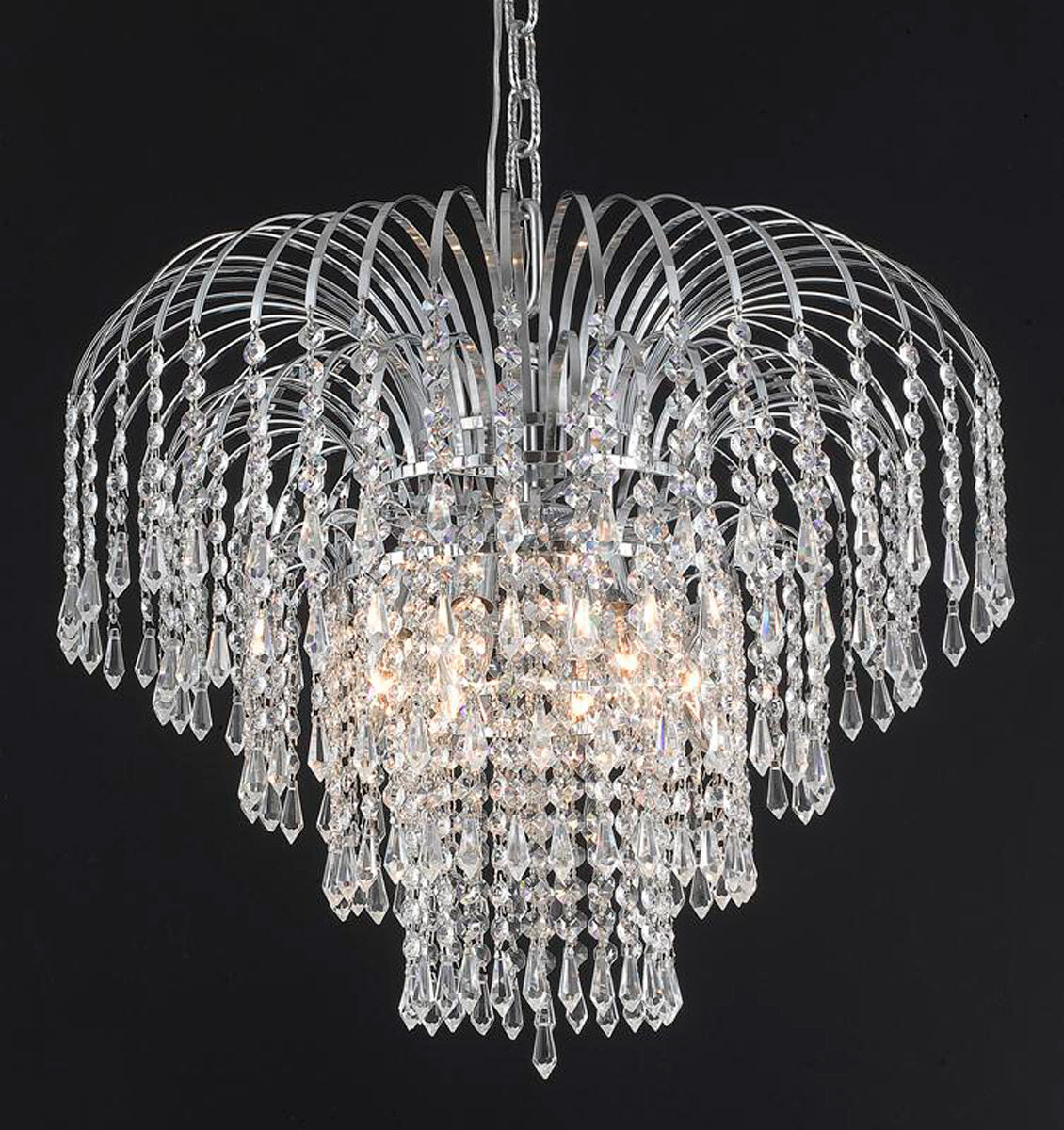 Falls 6 Light 21 inch Chrome Dining Chandelier Ceiling Light in Royal Cut