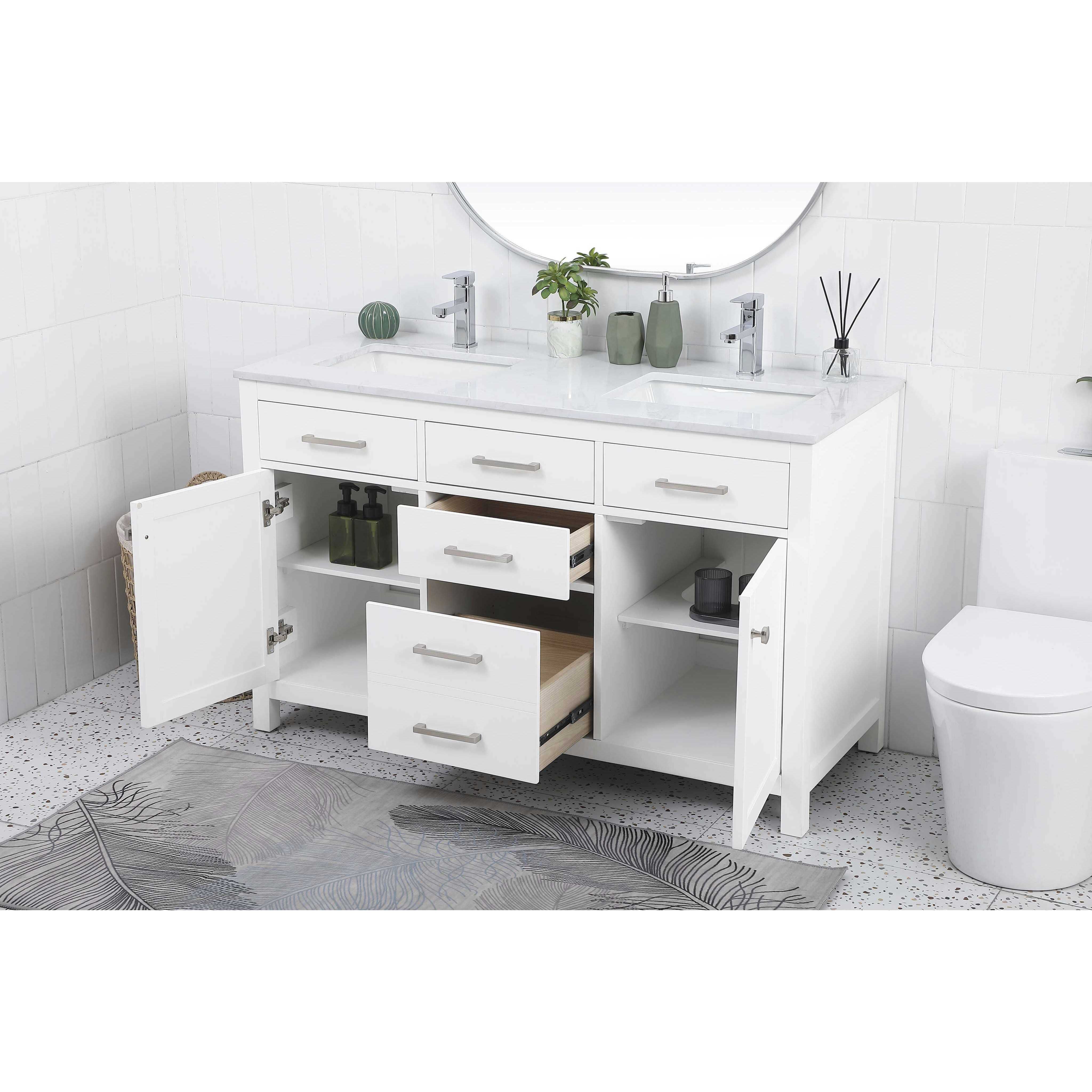 Lewis 54 X 22 X 34 inch White Vanity Sink Set