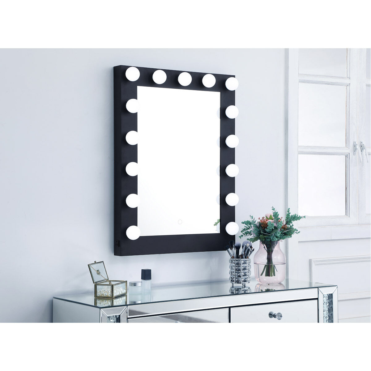 Brenda 32 X 24 inch Black Lighted Wall Mirror