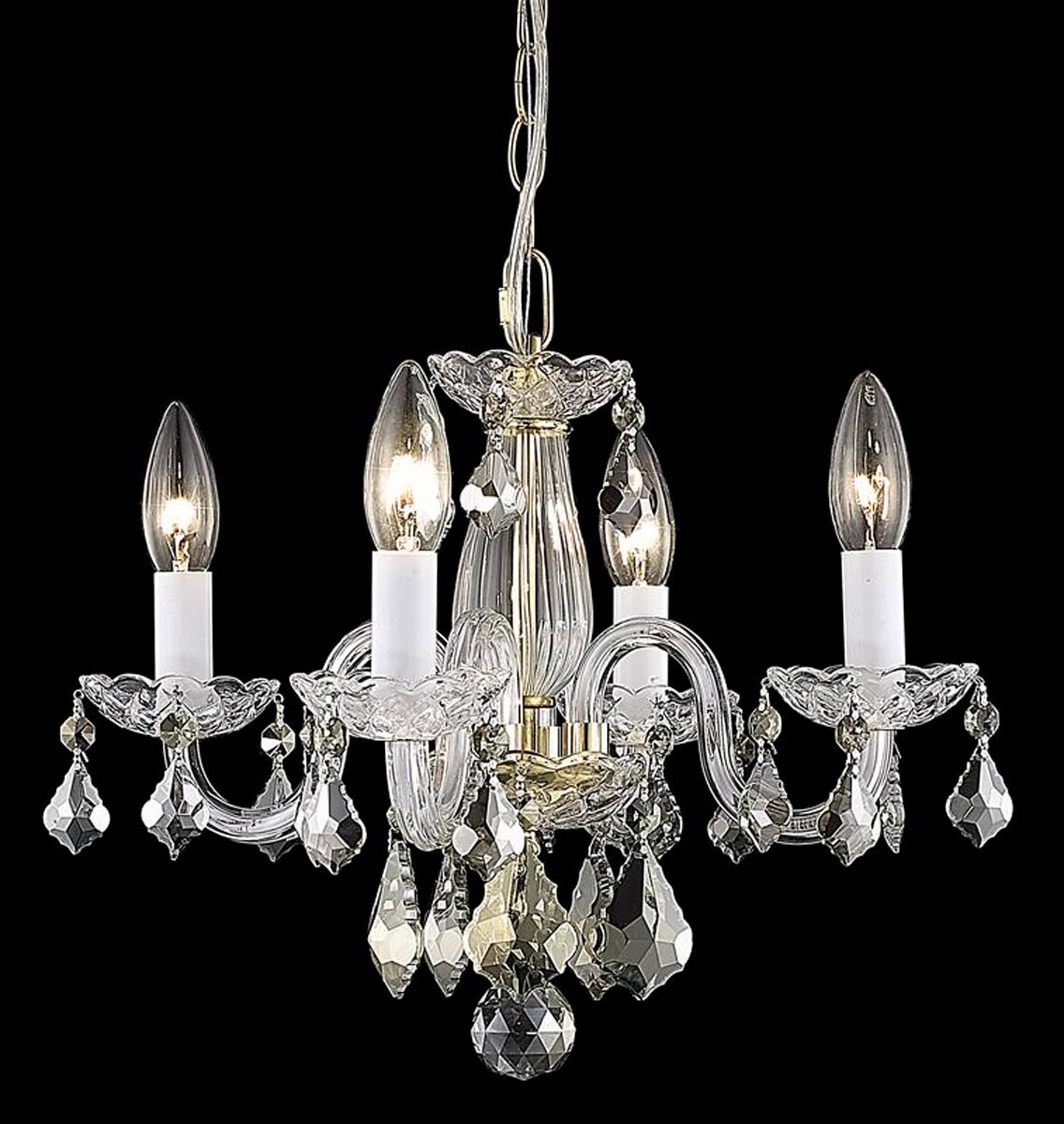 Rococo 4 Light 15 inch Gold Dining Chandelier Ceiling Light in Clear