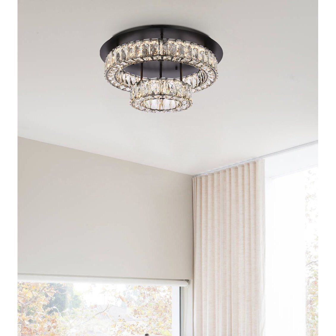 Monroe 2 Light 22 inch Black Flush Mount Ceiling Light 
