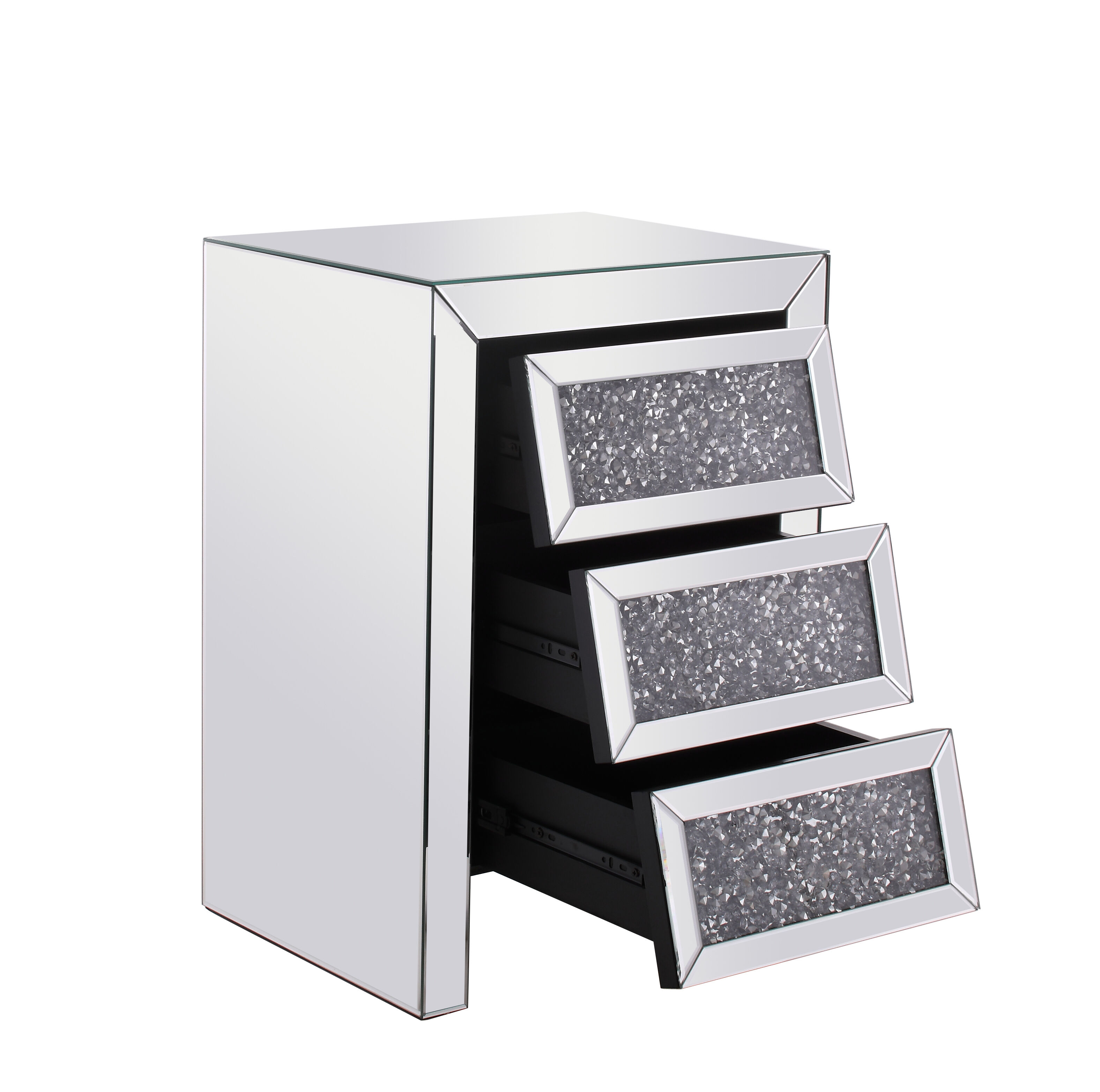 Modern 25.5 X 17.5 inch Clear Mirror Bedside Table