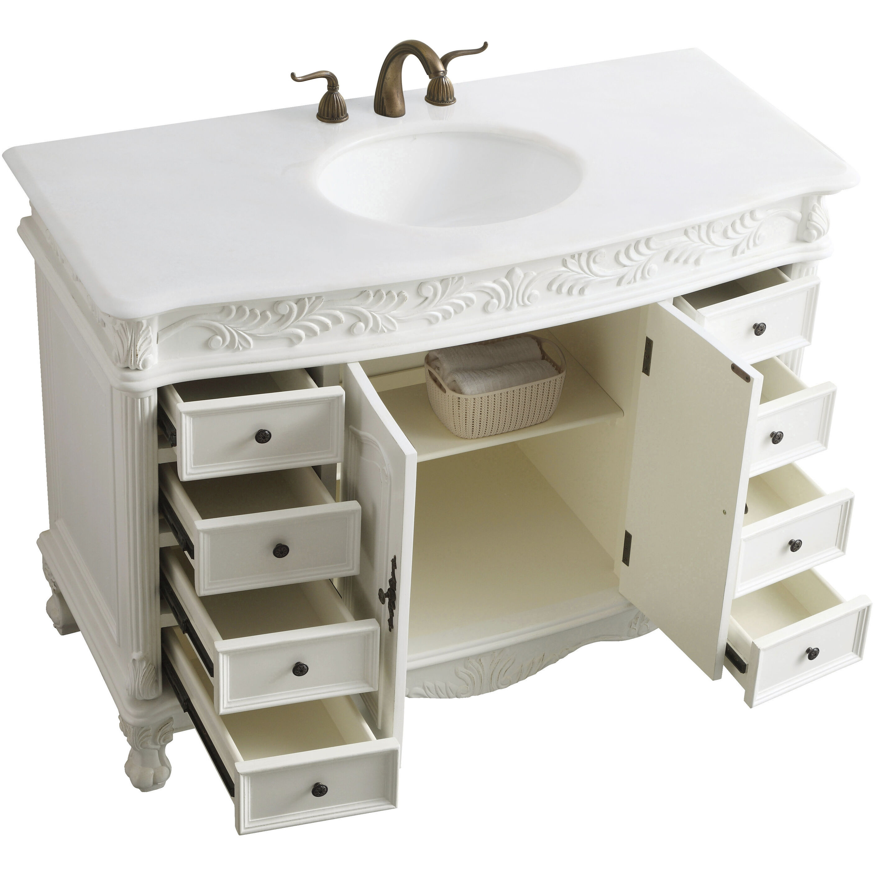 Bordeaux 48 X 22 X 36 inch Antique White Vanity Sink Set