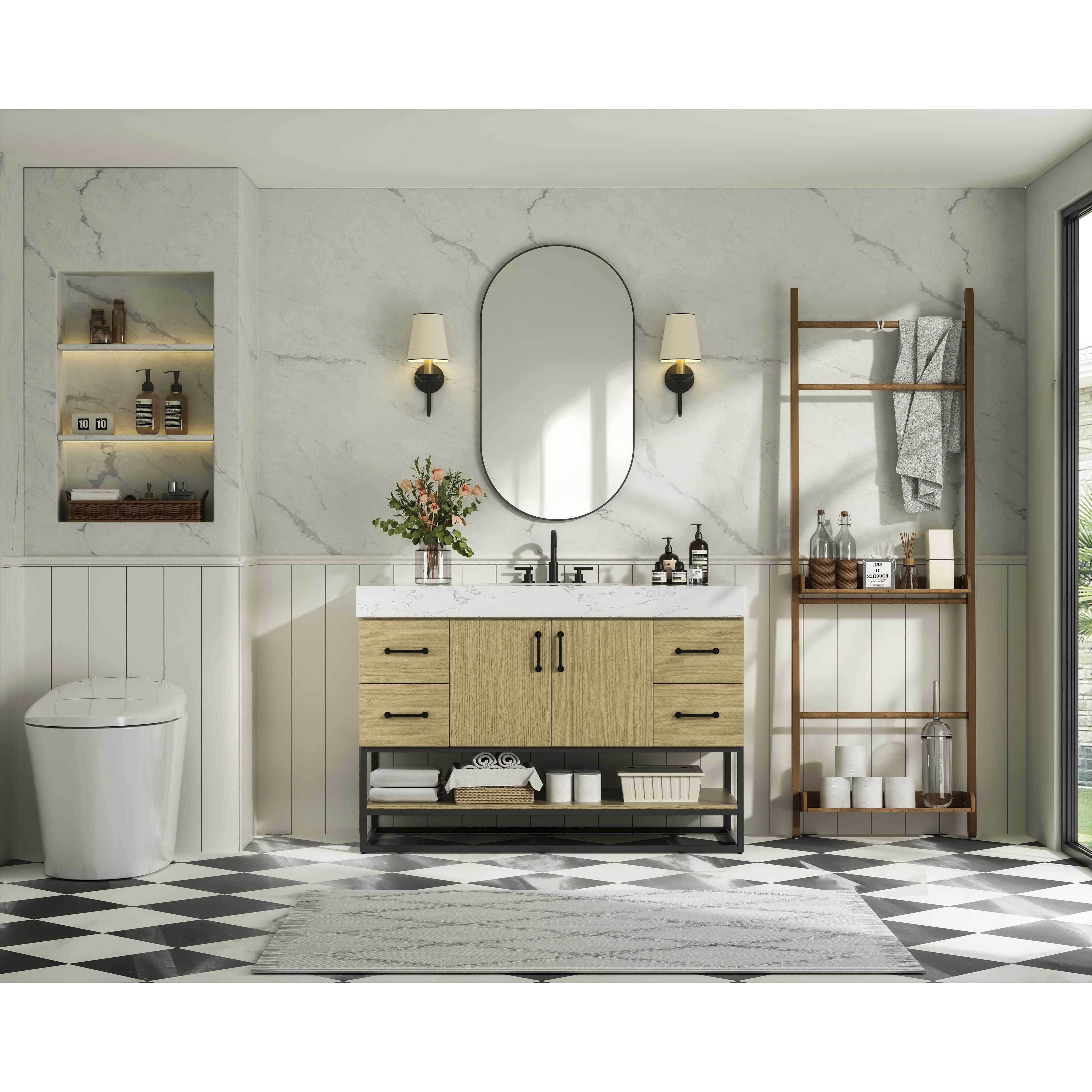 Caroline 48 X 34 inch Honey Brown Bathroom Vanity Cabinet