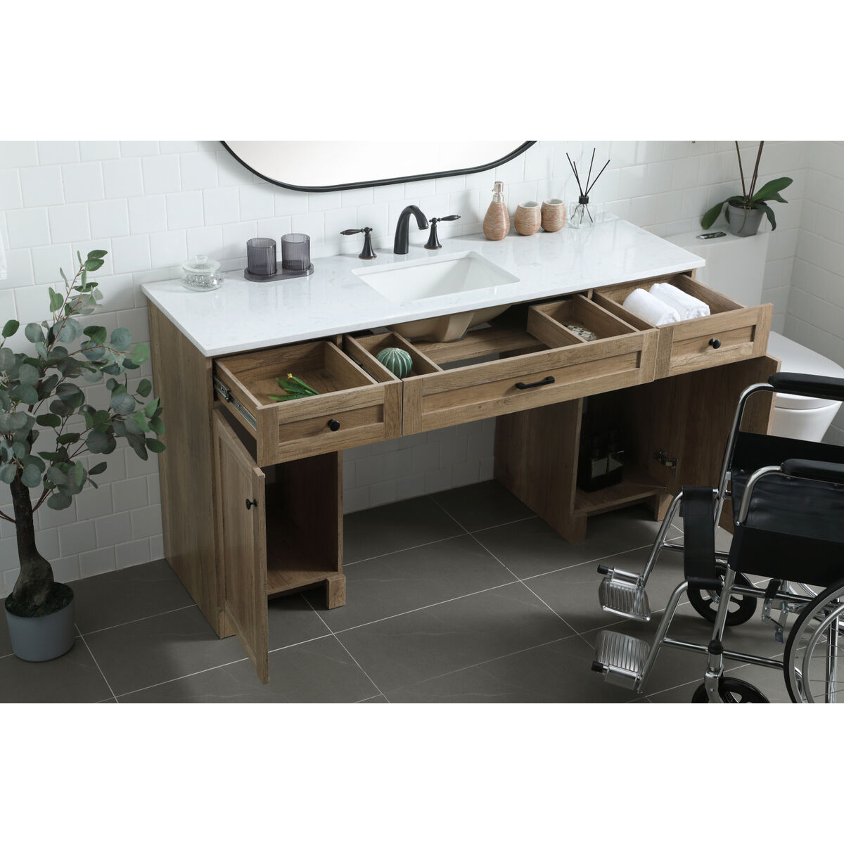 Cooper 60 X 19 X 34 inch Natural Oak Vanity Sink Set