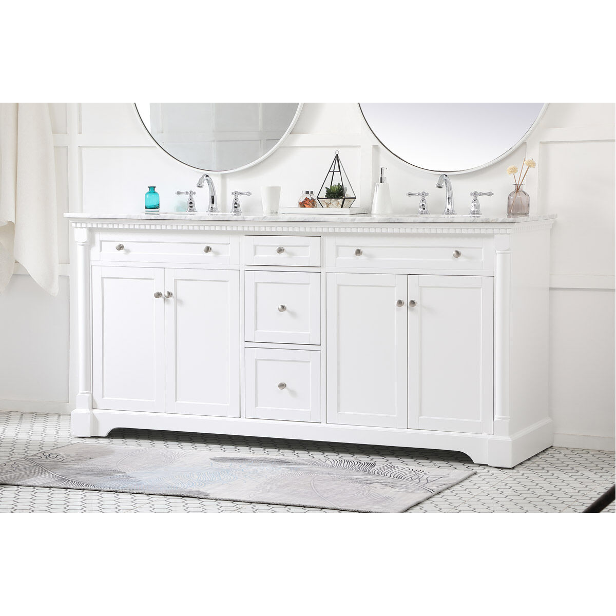 Clarence 72 X 22 X 35 inch White Vanity Sink Set