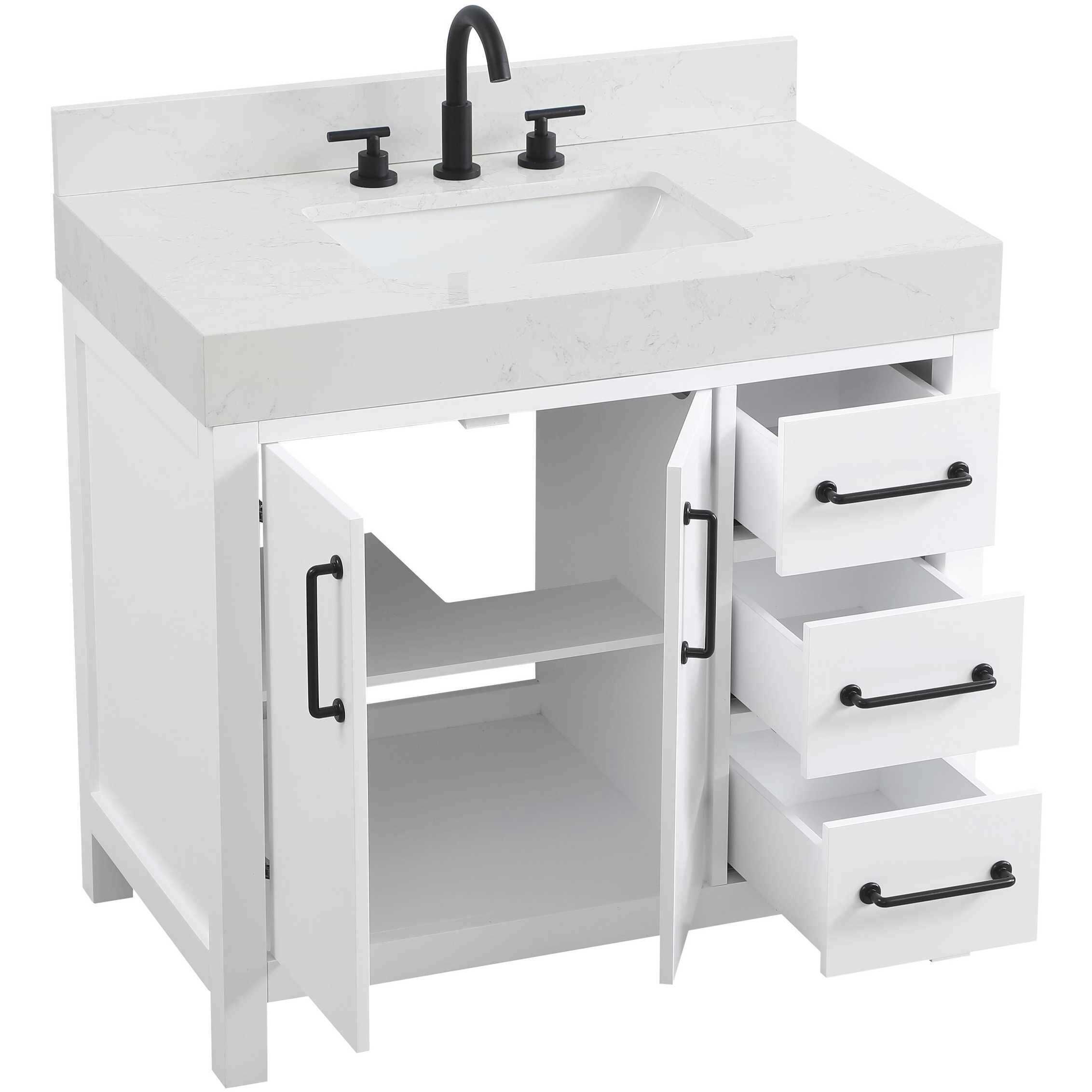 Nathan 36 X 34 inch White Bathroom Vanity Cabinet