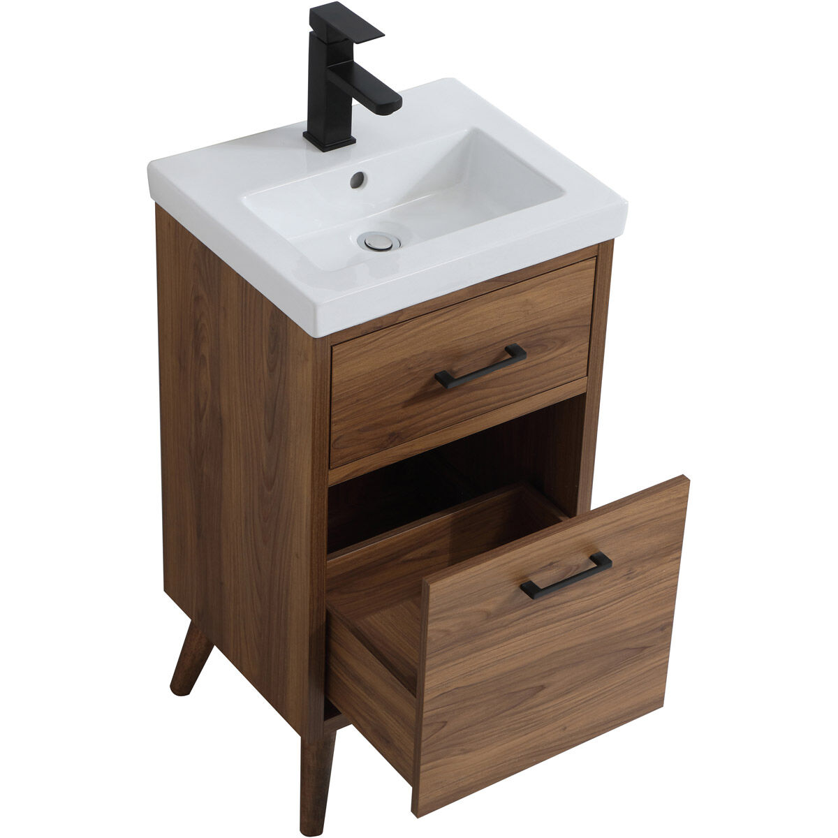 Boise 18.11 X 18.11 X 33.46 inch Walnut Brown and Black Vanity Sink Set