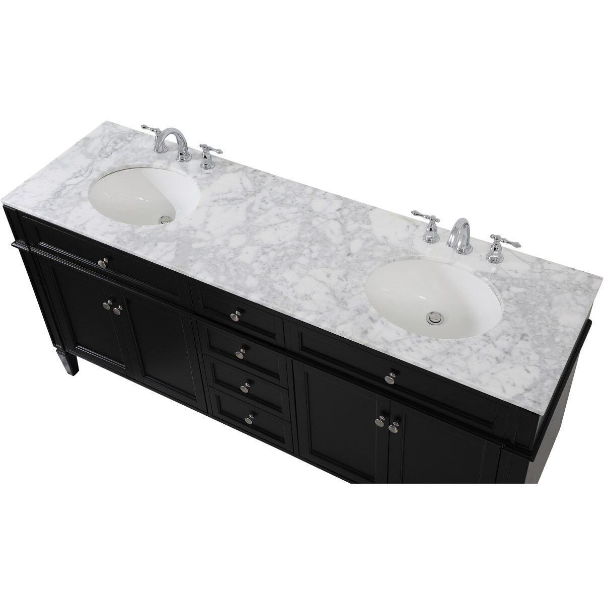 Park Avenue 72 X 21.5 X 35 inch Black Vanity Sink Set