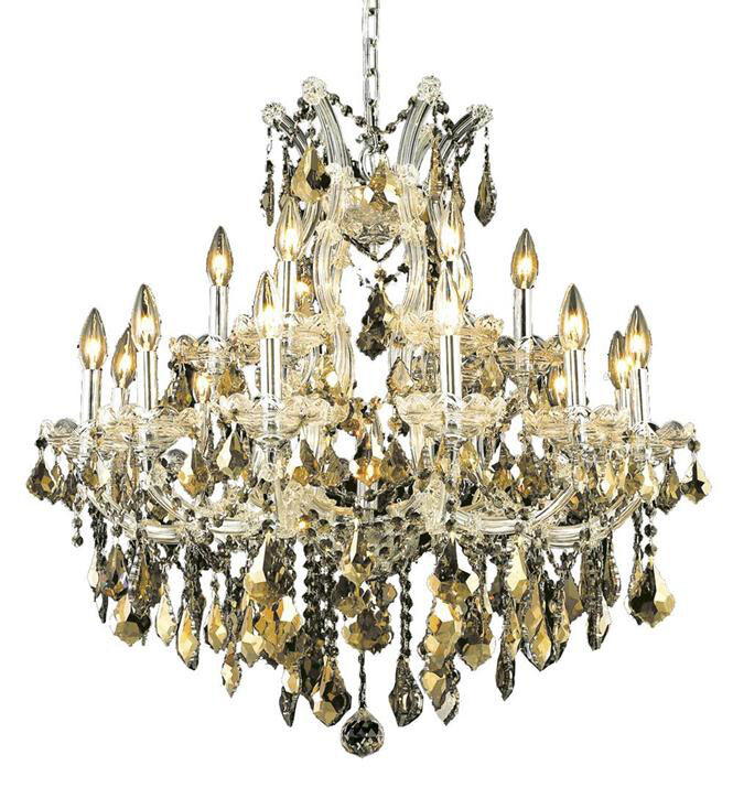 Maria Theresa 19 Light 30 inch Chrome Dining Chandelier Ceiling Light in Golden Teak, Royal Cut