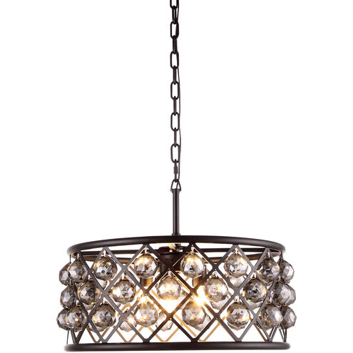 Madison 5 Light 20 inch Matte Black Pendant Ceiling Light in Silver Shade, Faceted Royal Cut, Urban Classic
