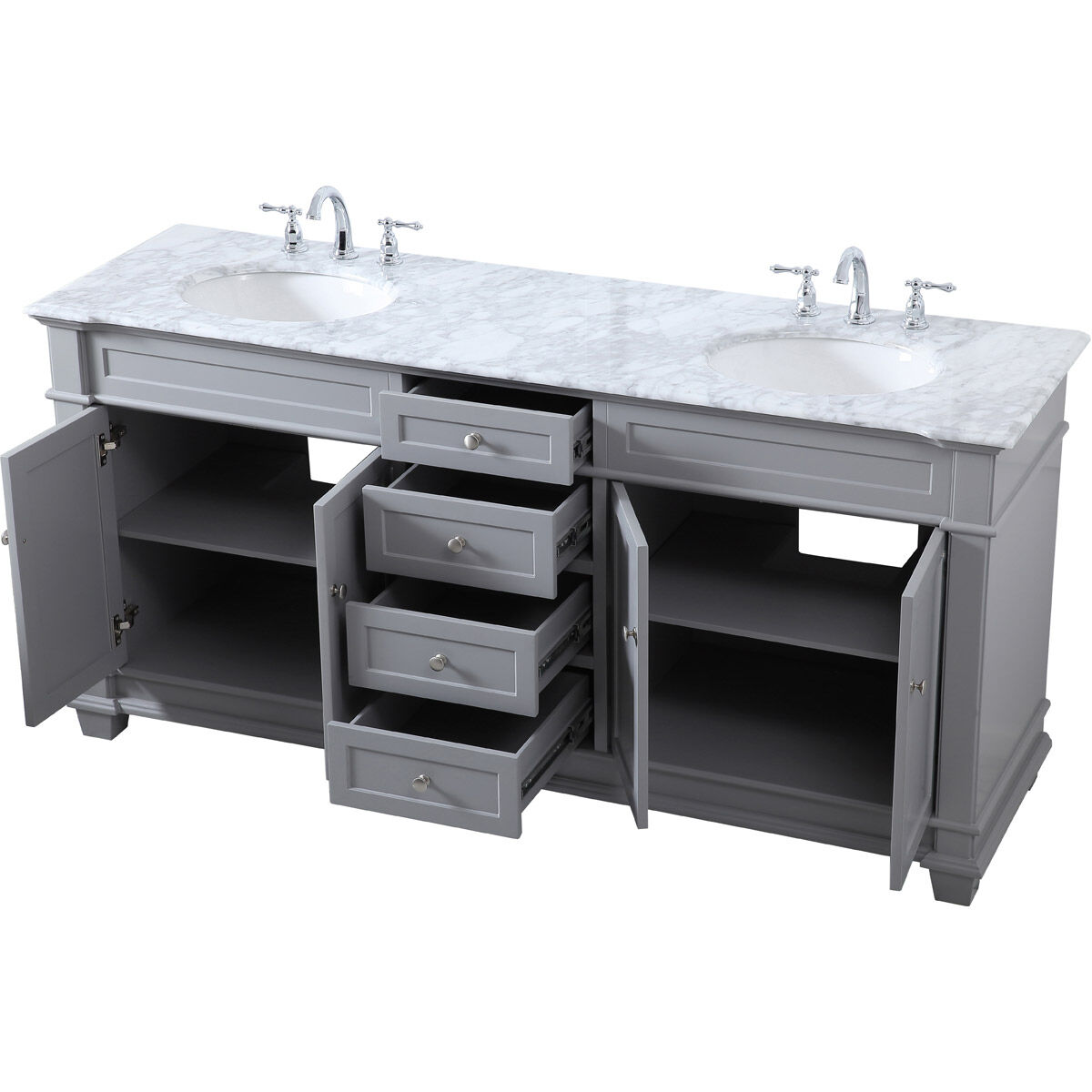 Wesley 72 X 21.5 X 35 inch Grey Vanity Sink Set in Gray