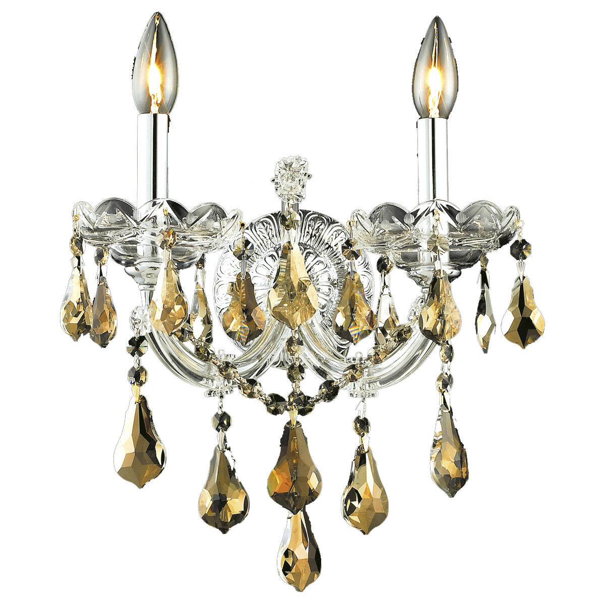 Maria Theresa 2 Light 12 inch Chrome Wall Sconce Wall Light in Golden Teak