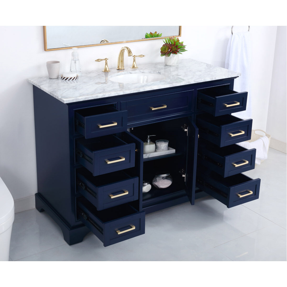 Americana 48 X 22 X 35 inch Blue Vanity Sink Set