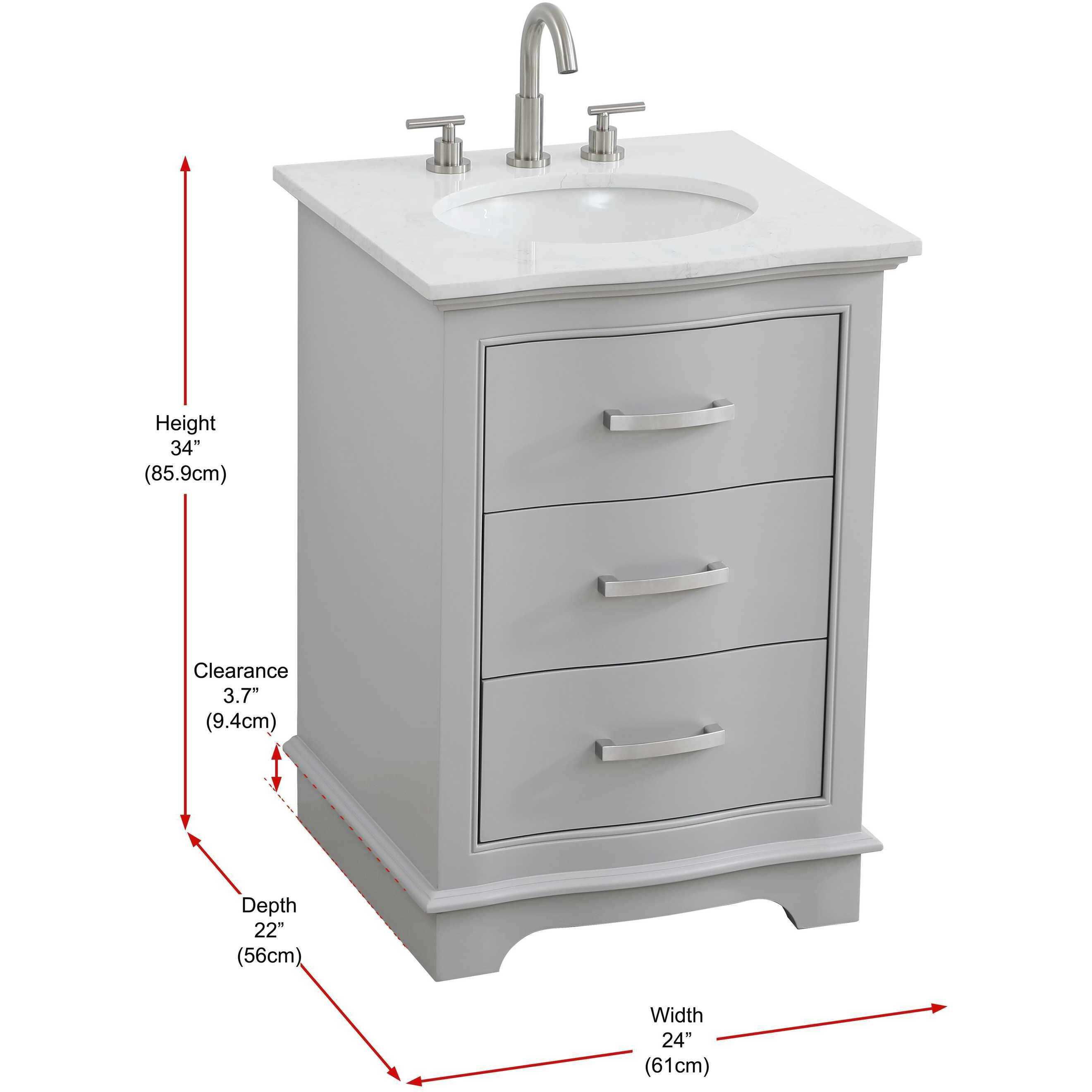 Knox 24 X 34 inch Grey Bathroom Vanity Cabinet