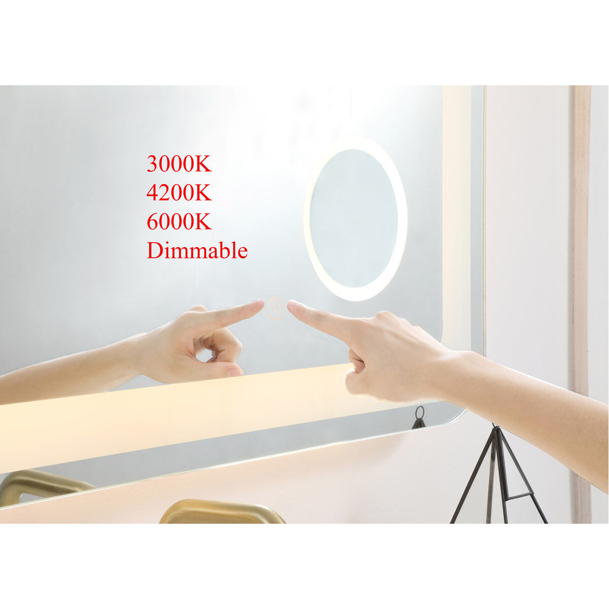Lux 36 X 20 inch Glossy White Lighted Wall Mirror