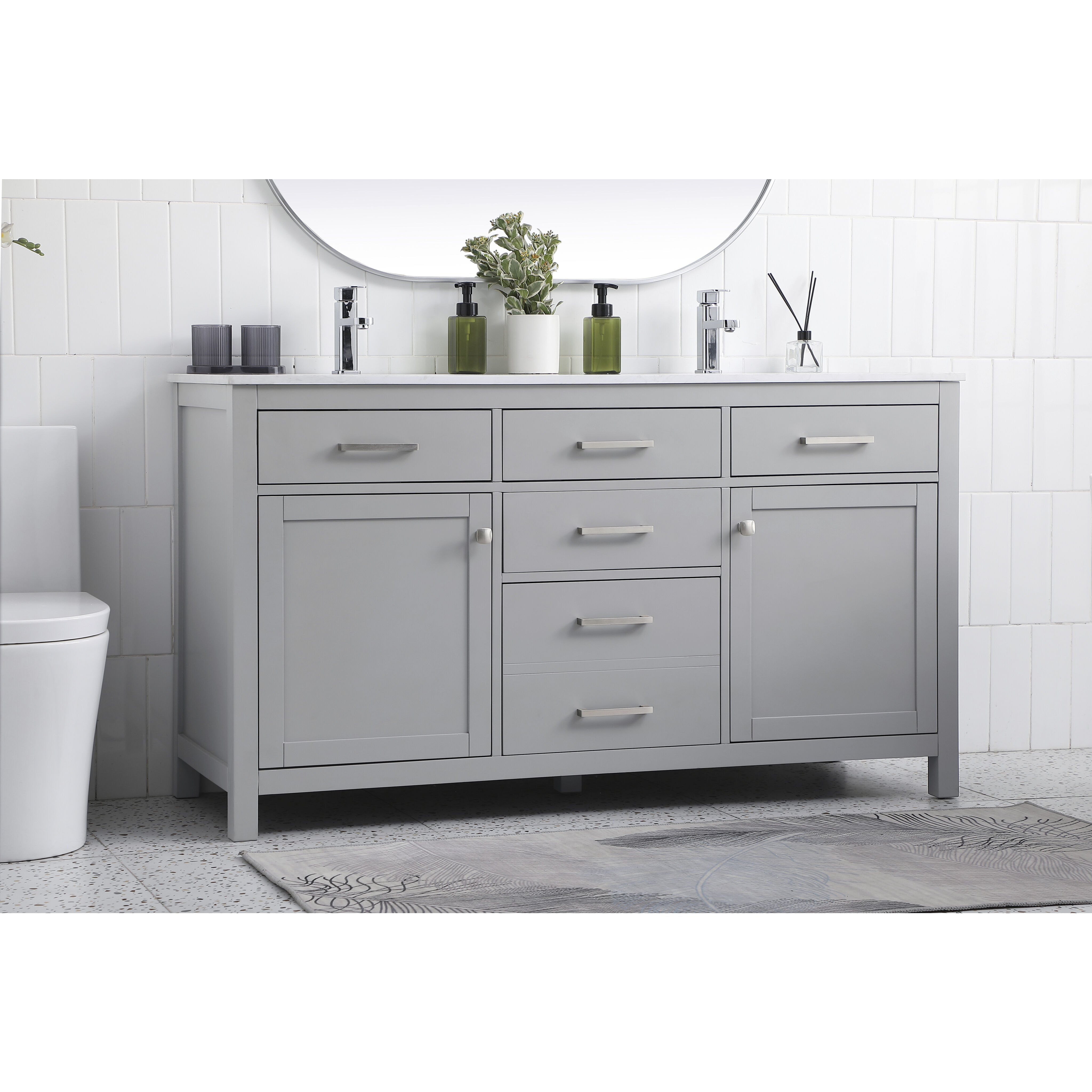 Lewis 60 X 22 X 34 inch Grey Vanity Sink Set