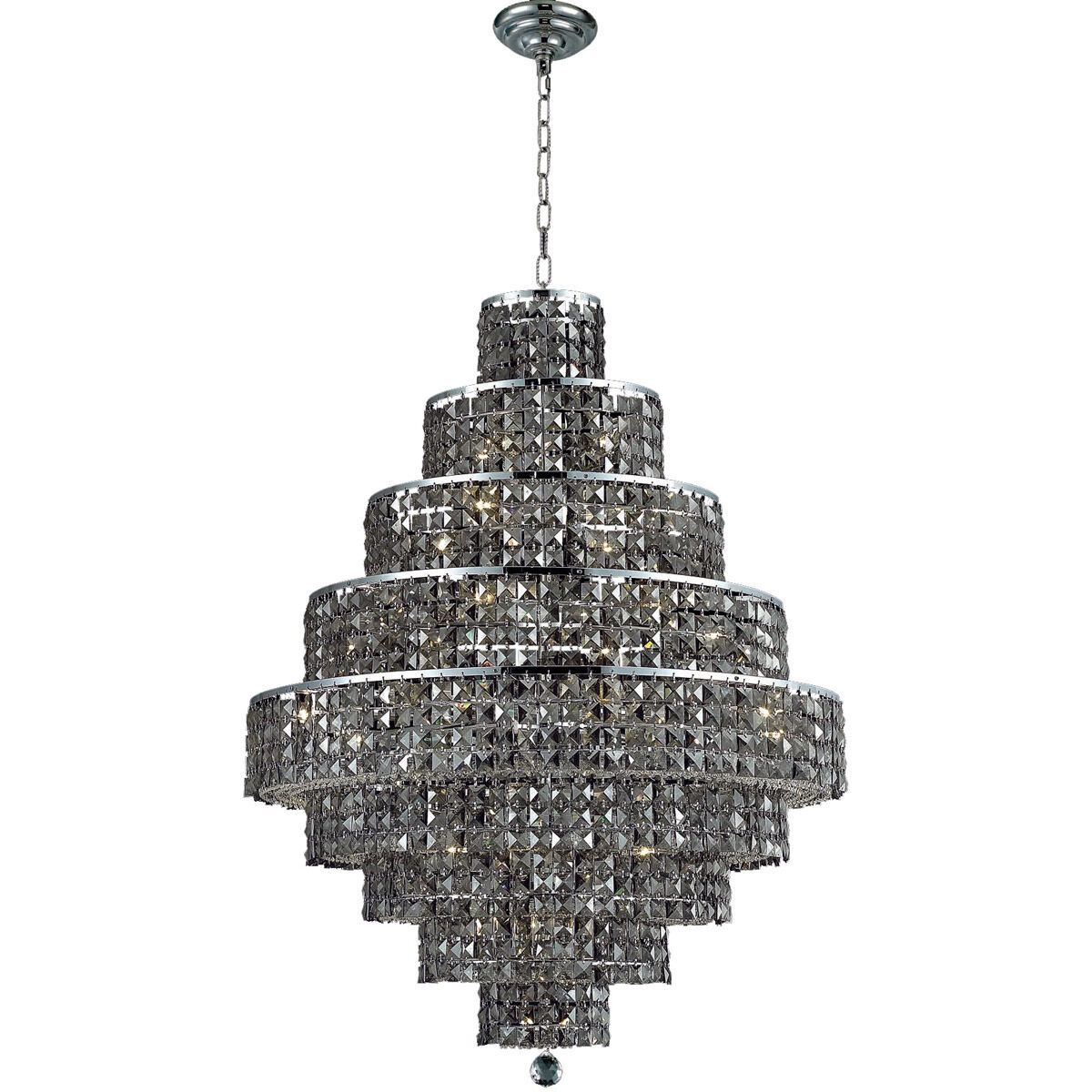 Maxime 20 Light 30 inch Chrome Dining Chandelier Ceiling Light in Silver Shade, Royal Cut